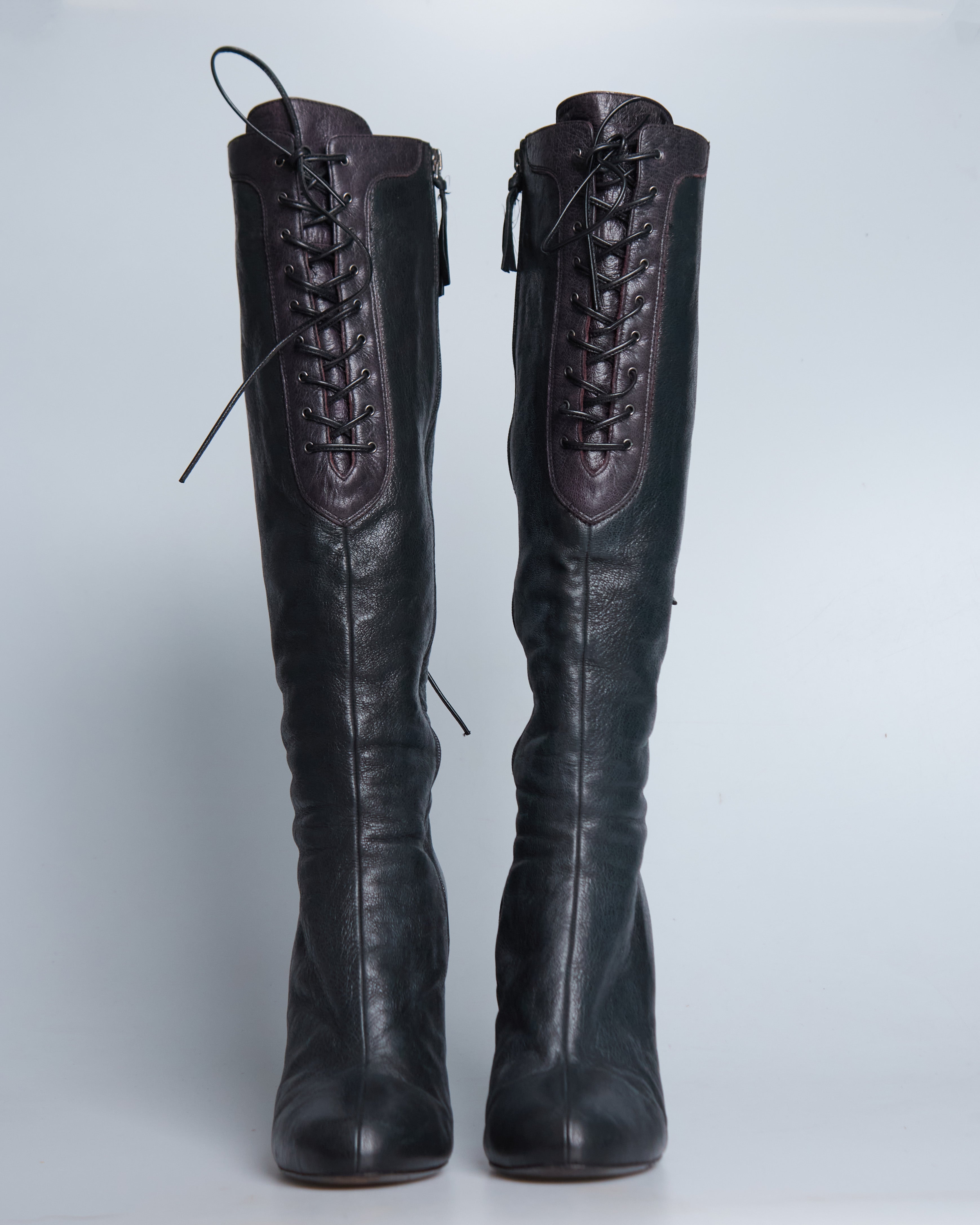Miu Miu corset-style lace-up knee-high boots