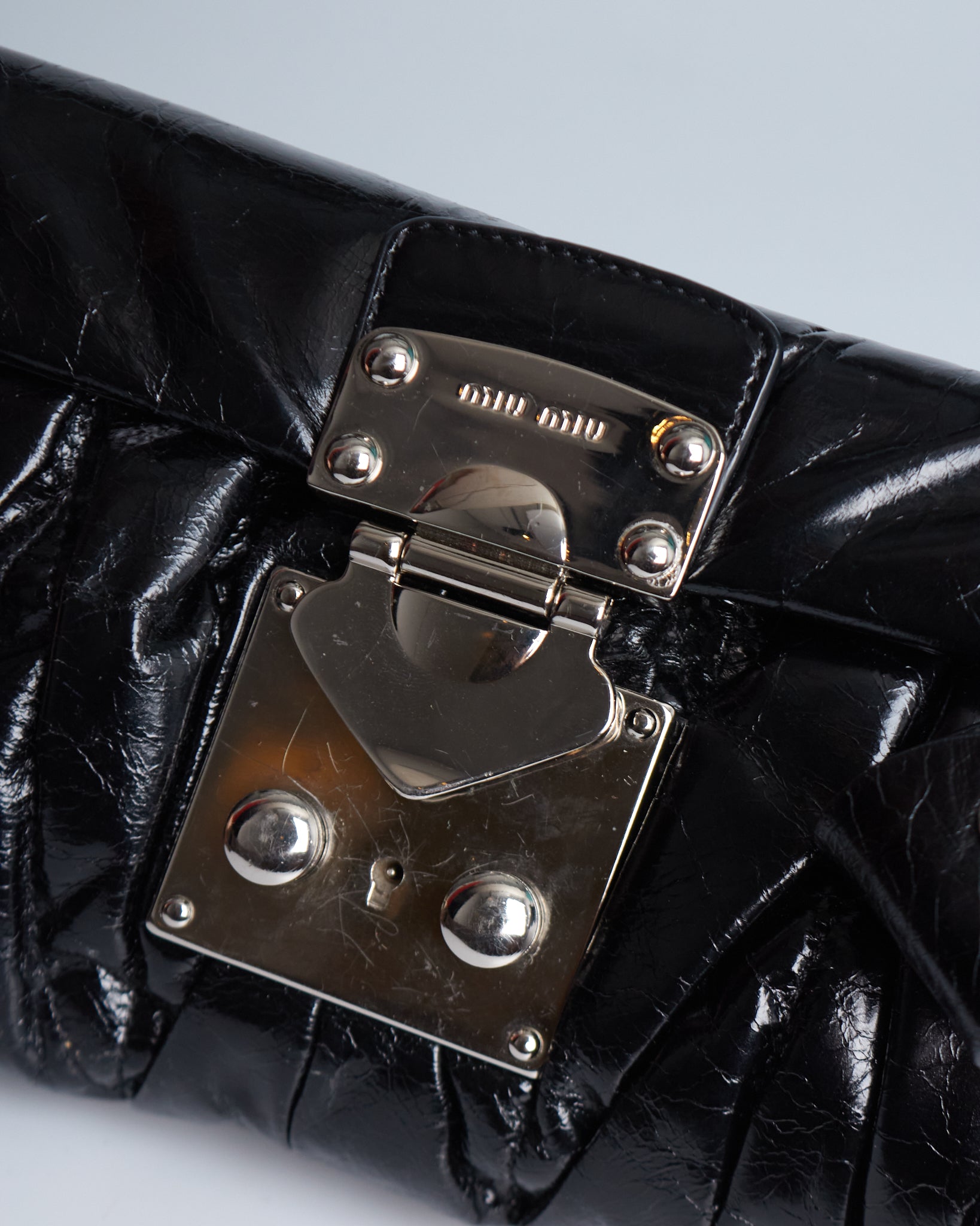 Miu Miu Ruched Leather Shoulder Bag