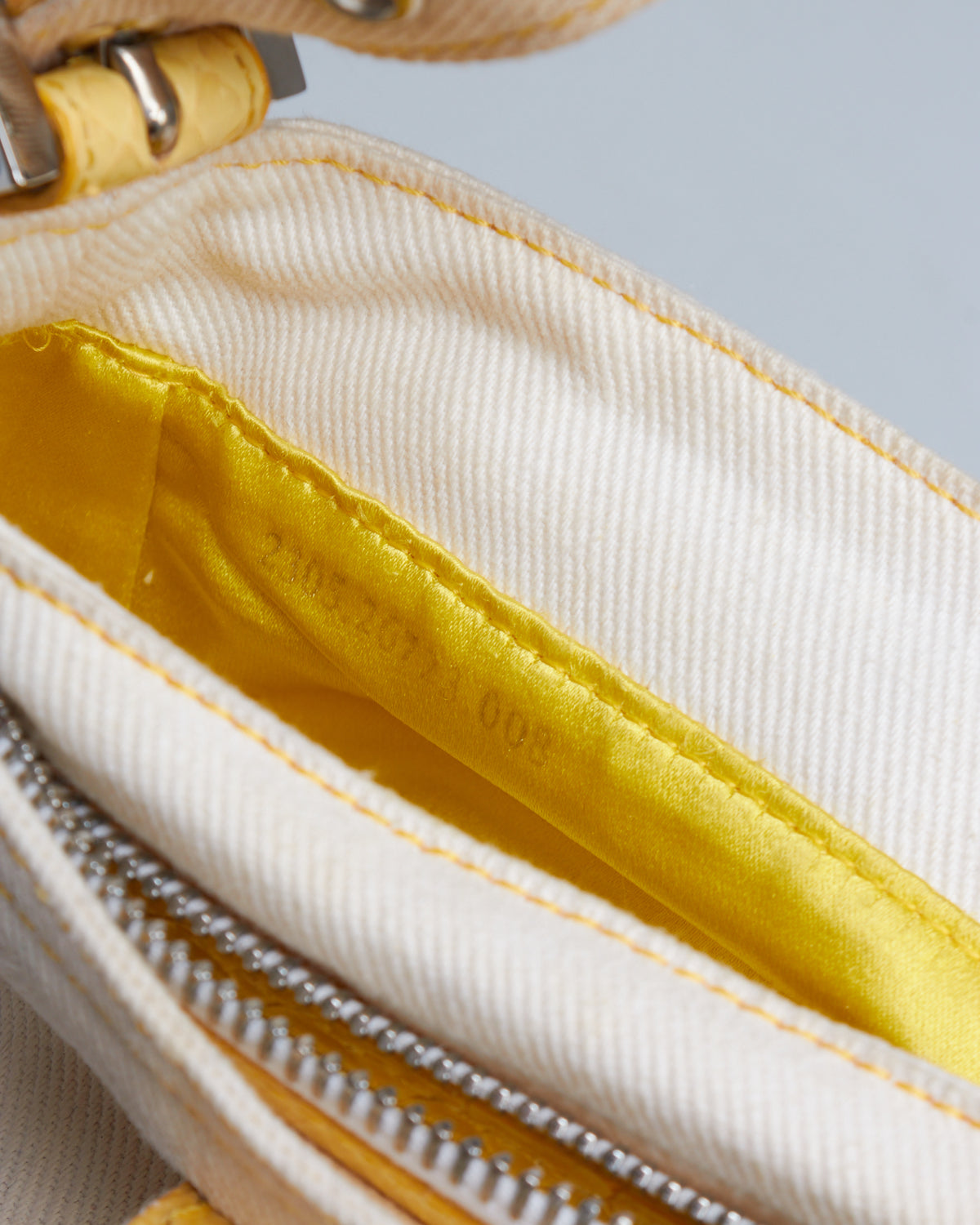 Fendi Python-Trimmed Denim Baguette