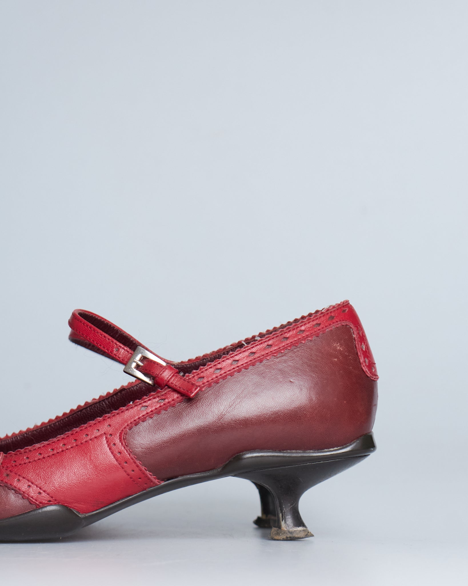 Prada 2000s Mary-Jane buckle brogue kitten heels