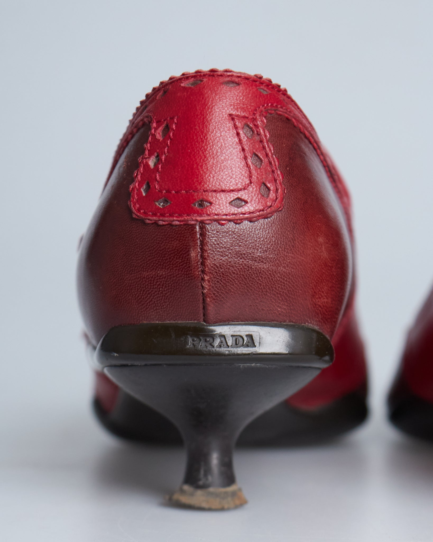 Prada 2000s Mary-Jane buckle brogue kitten heels