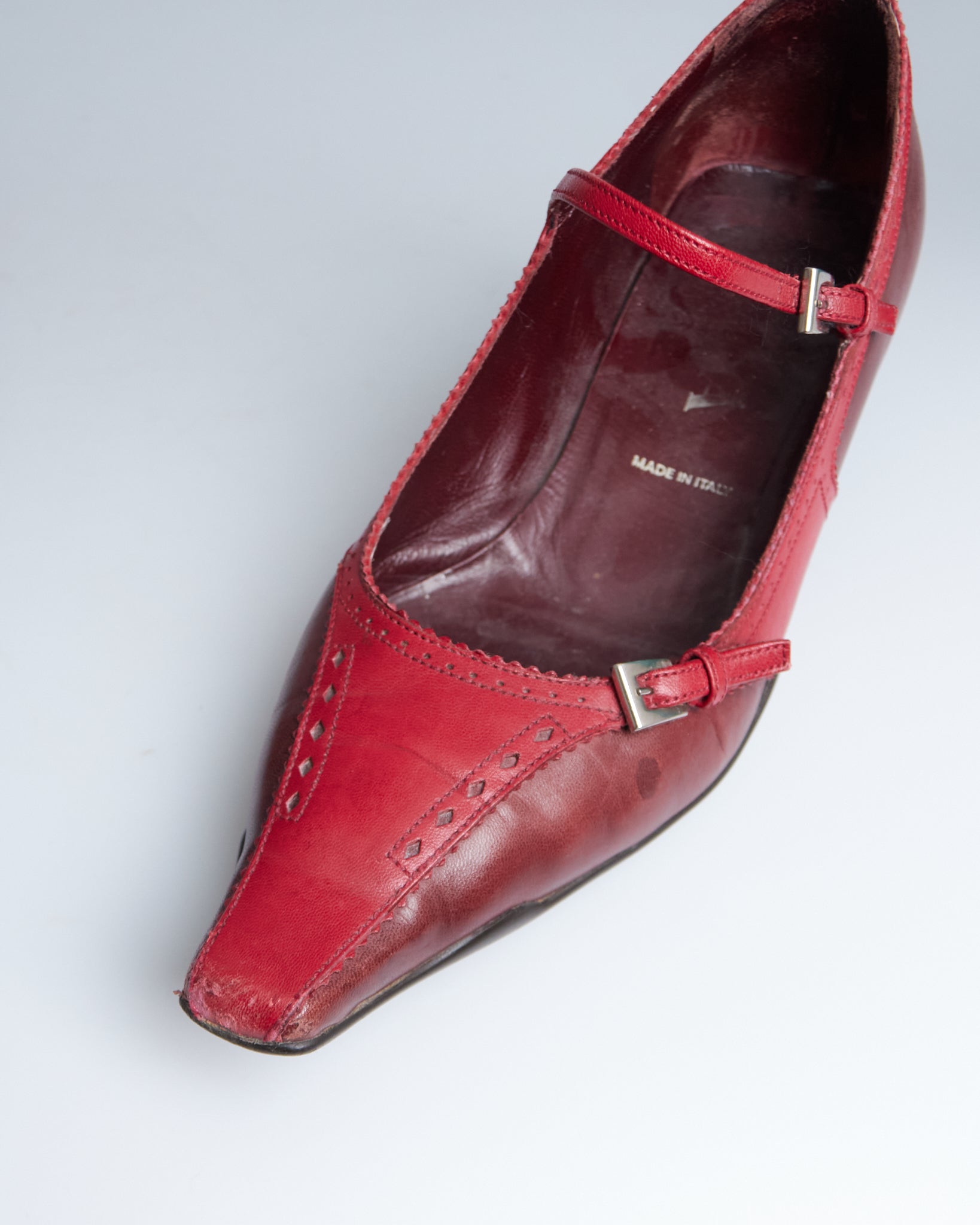 Prada 2000s Mary-Jane buckle brogue kitten heels