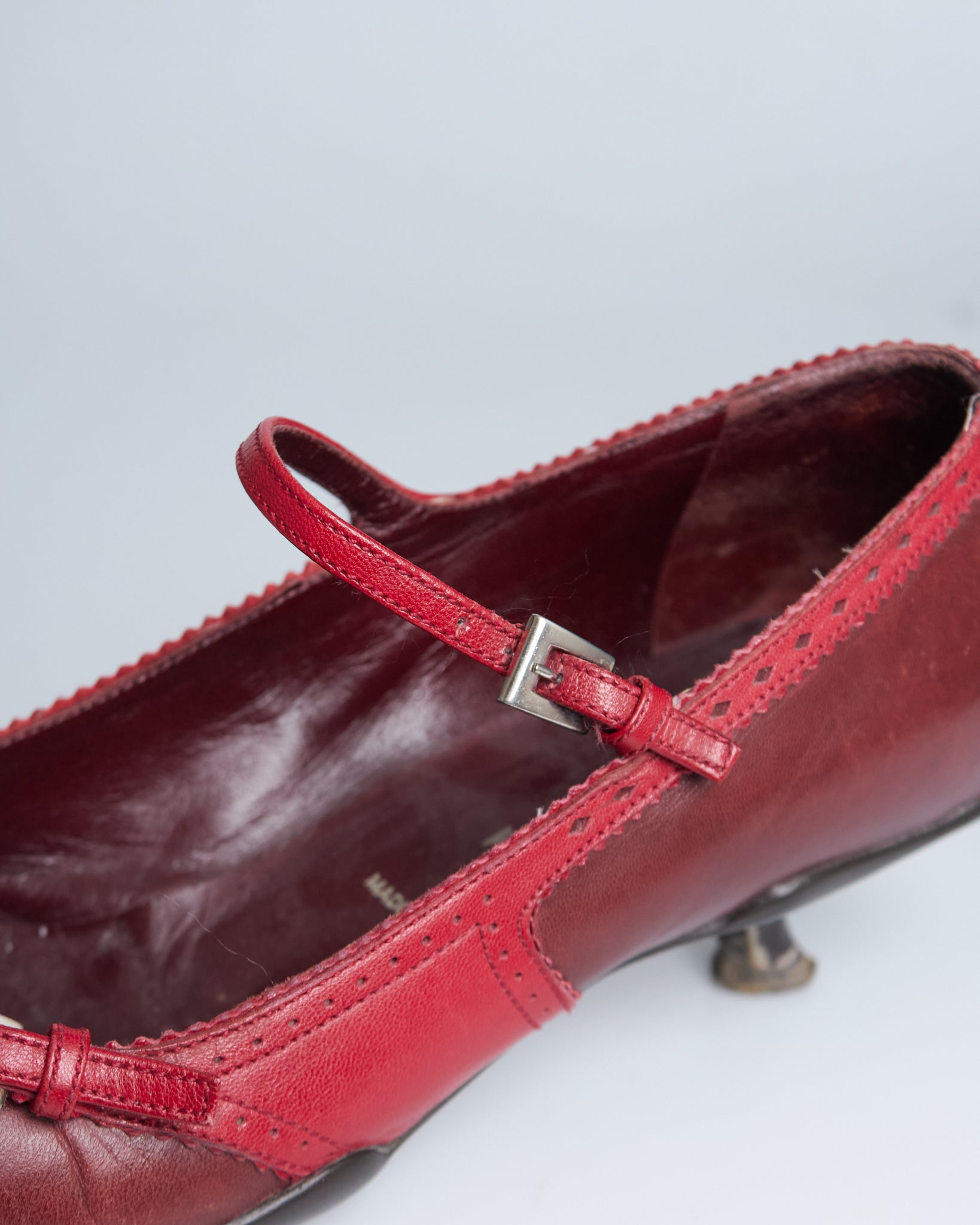 Prada 2000s Mary-Jane buckle brogue kitten heels
