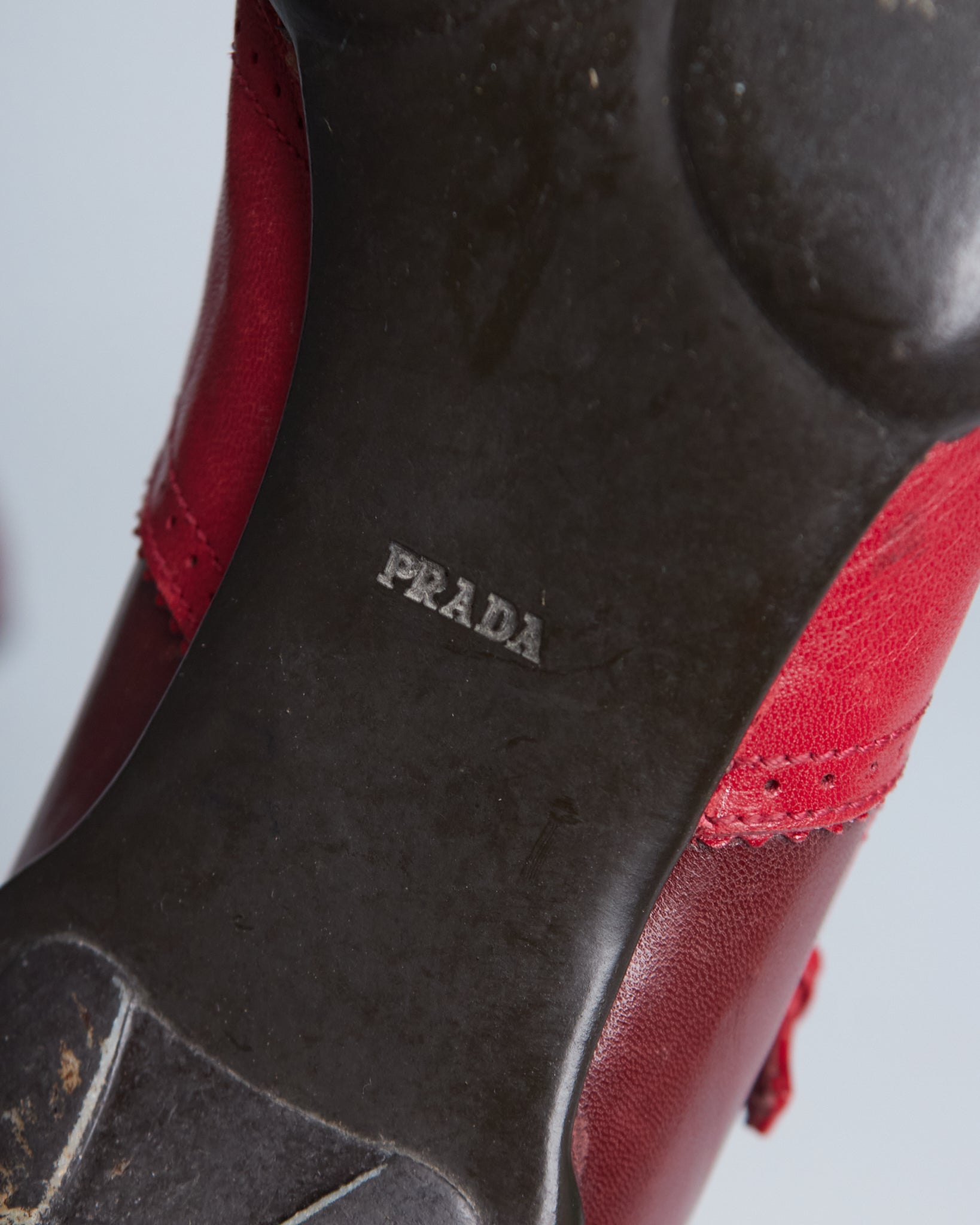 Prada 2000s Mary-Jane buckle brogue kitten heels