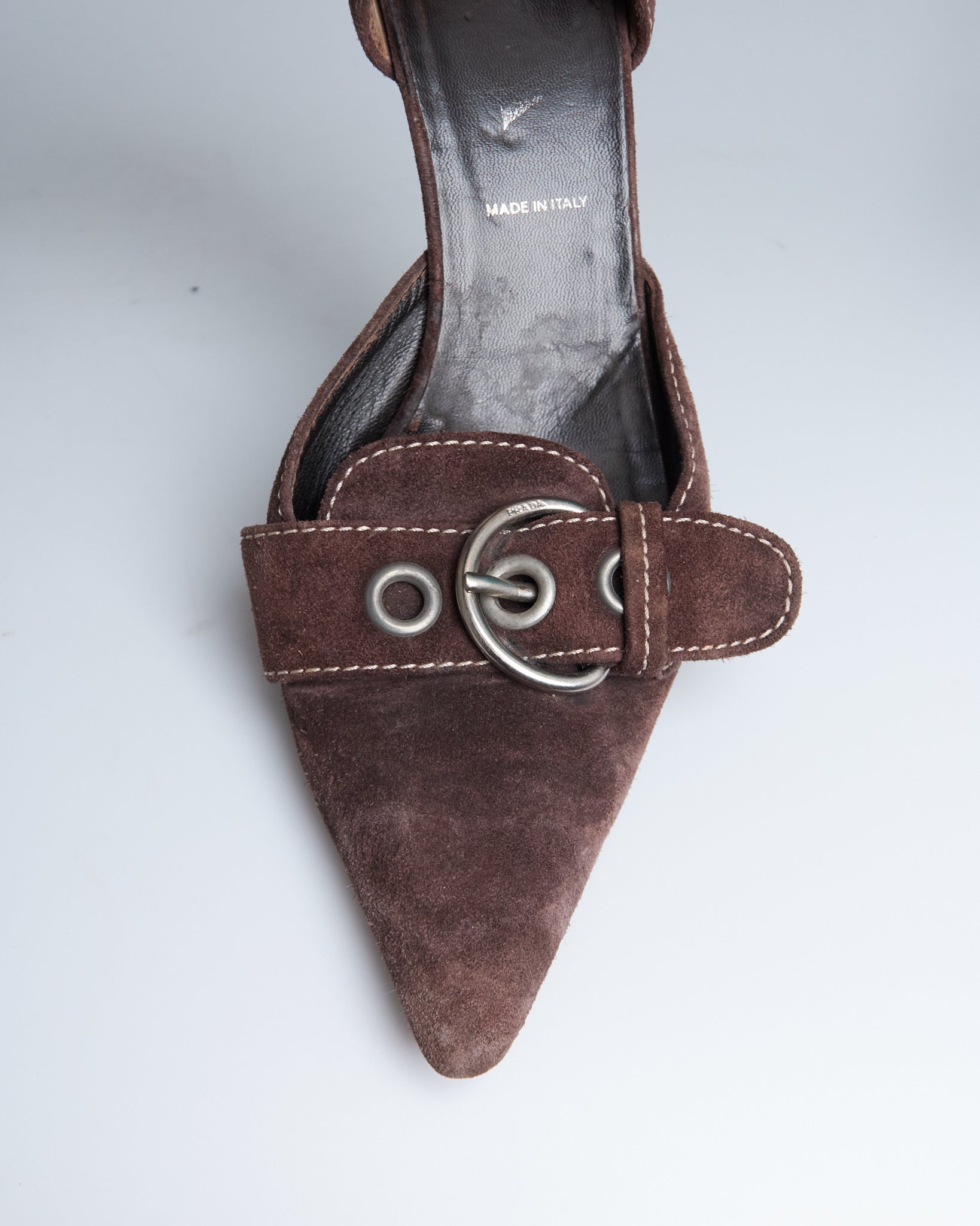 Prada suede d'orsay kitten heels