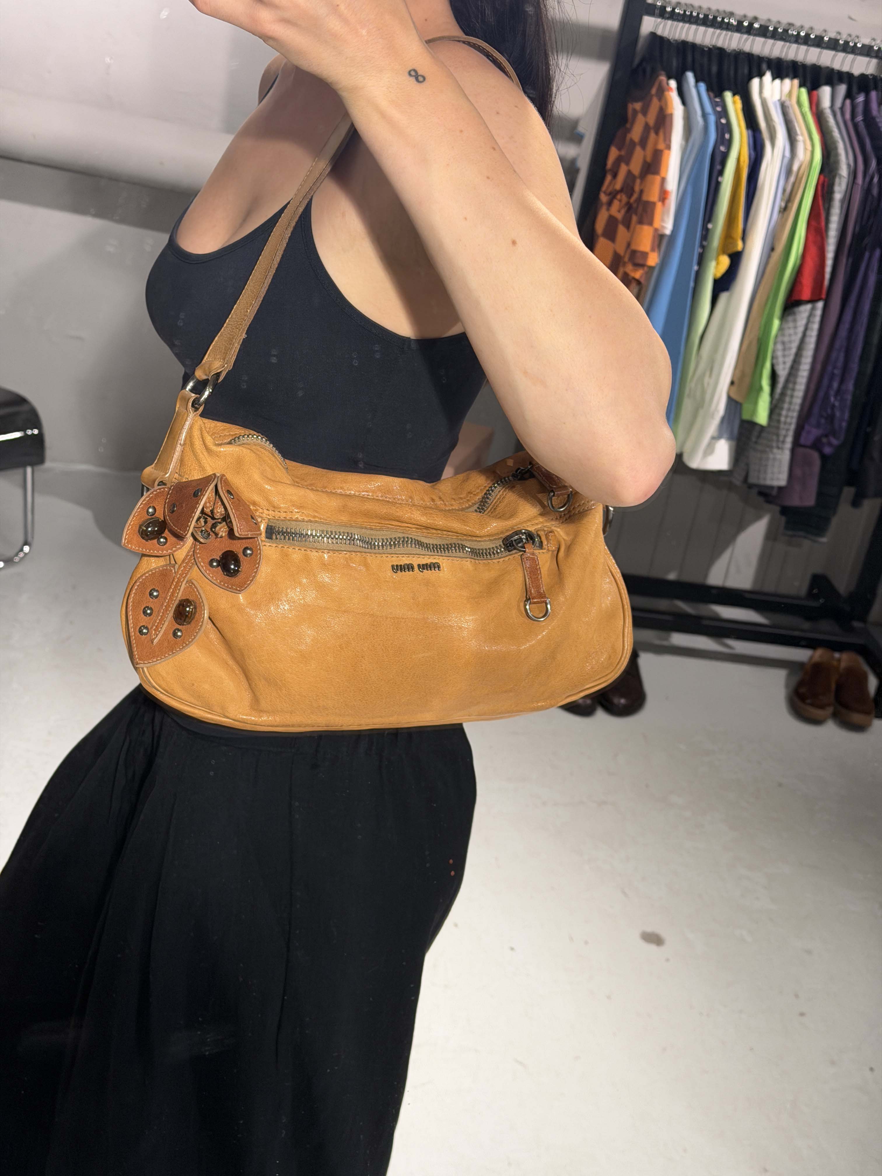 Miu Miu Floral Leather Shoulder Bag