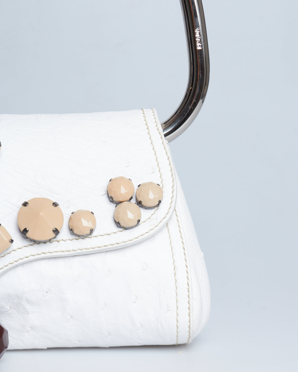 Prada Ostrich Vitello Daino Shoulder Bag