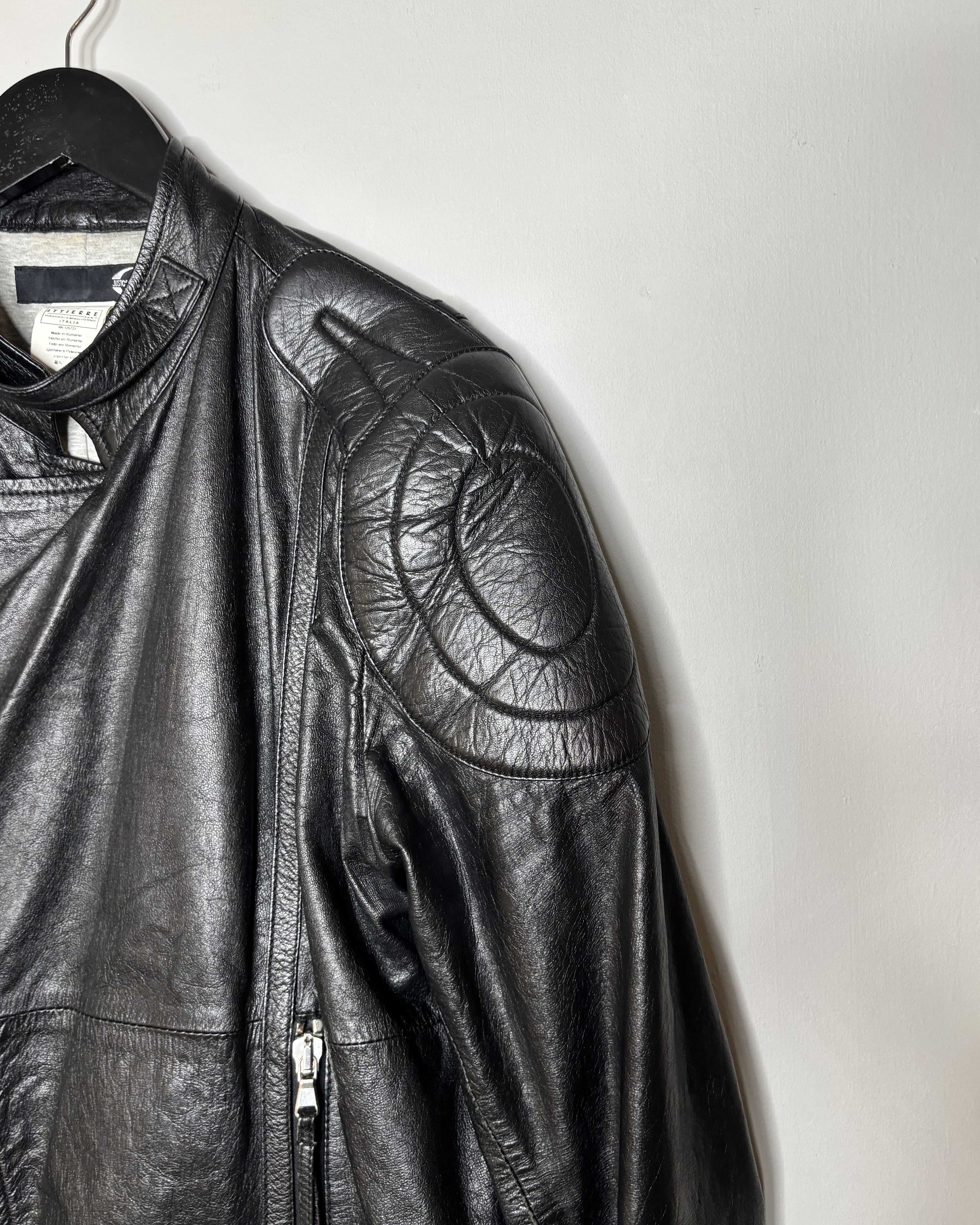 Cavalli 00s Black Leather Biker Jacket