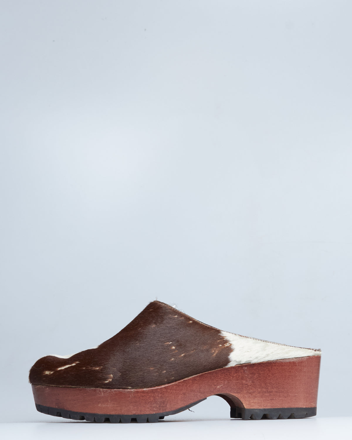 Miu Miu cow-print calf-hair clogs