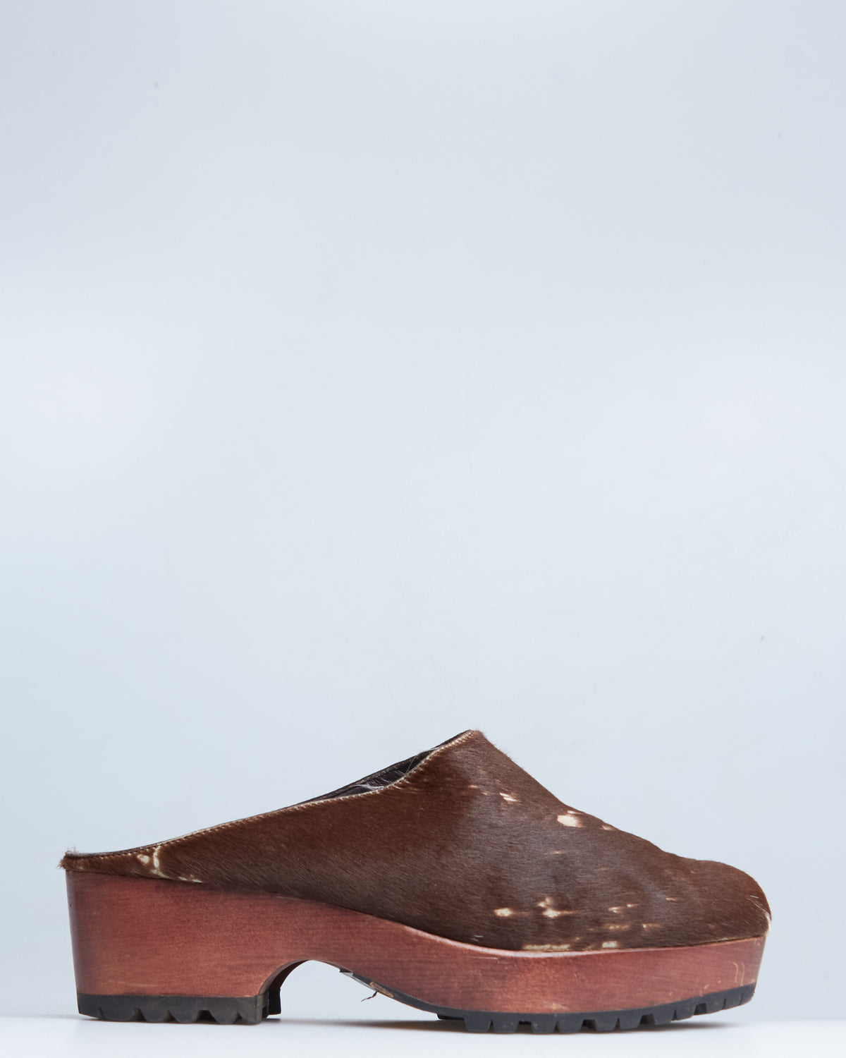 Miu Miu cow-print calf-hair clogs