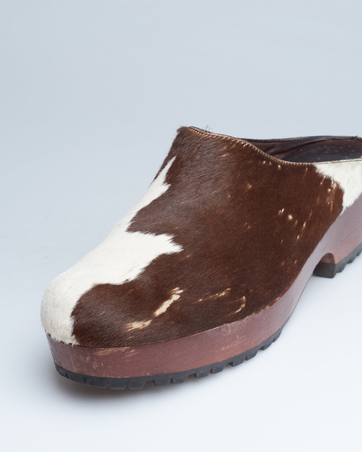Miu Miu cow-print calf-hair clogs