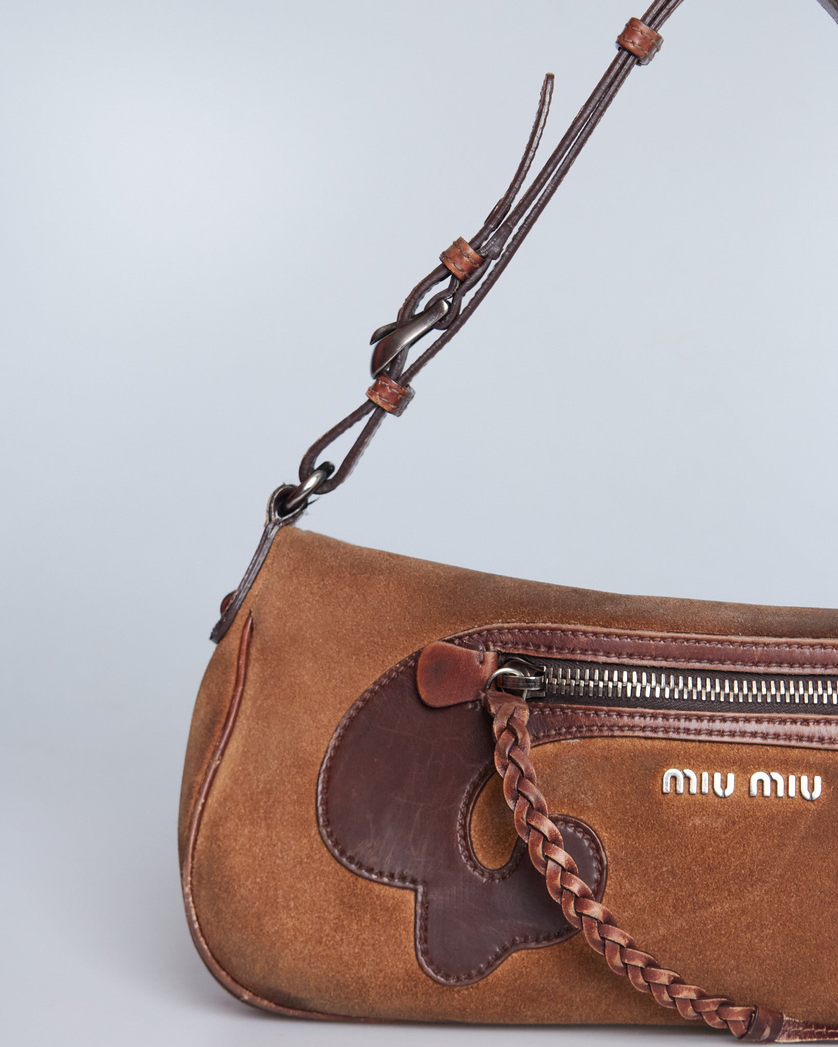 Miu Miu Suede Flower Shoulder Bag