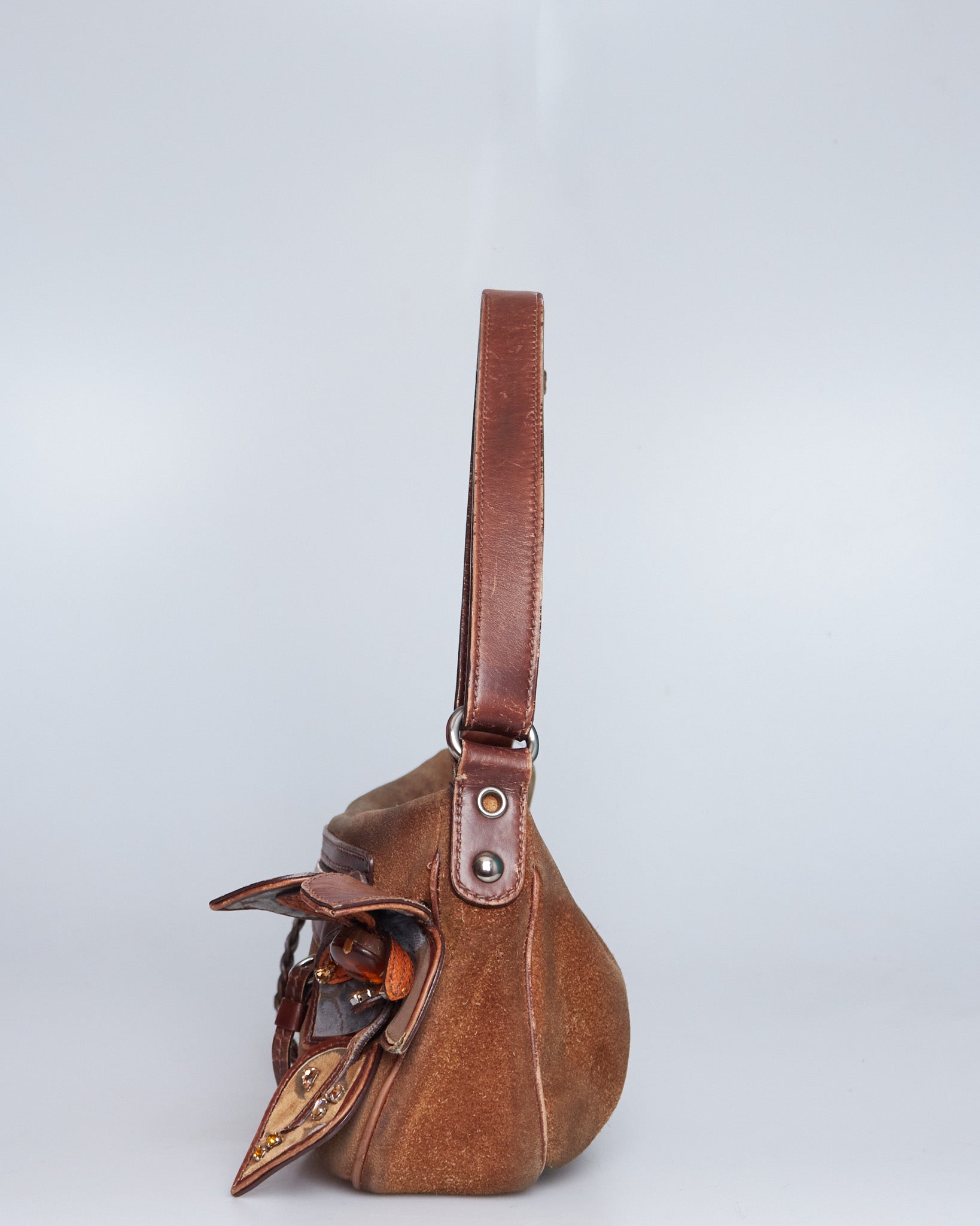 Miu Miu Suede Flower Shoulder Bag