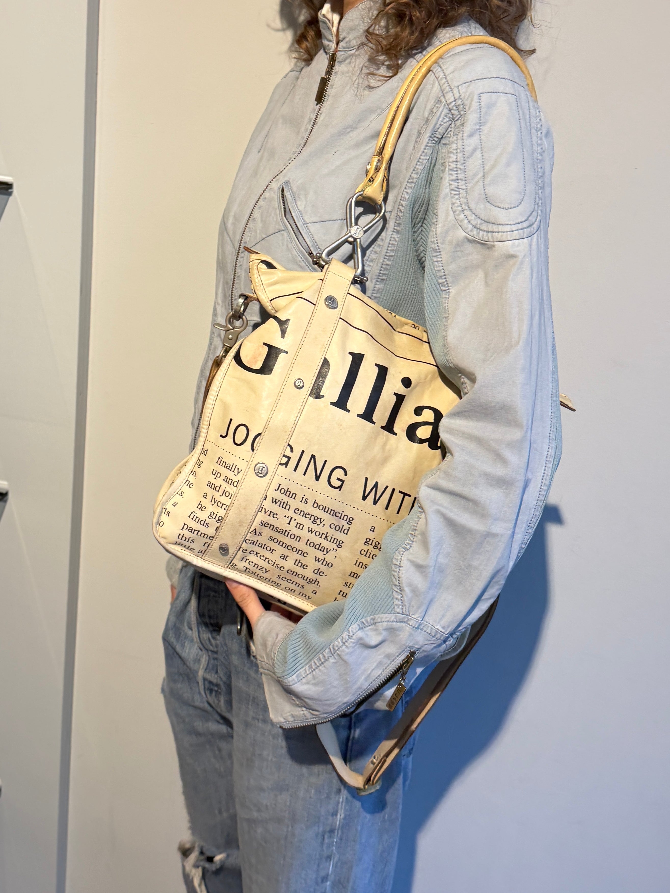 John Galliano Newspaper Print Bag