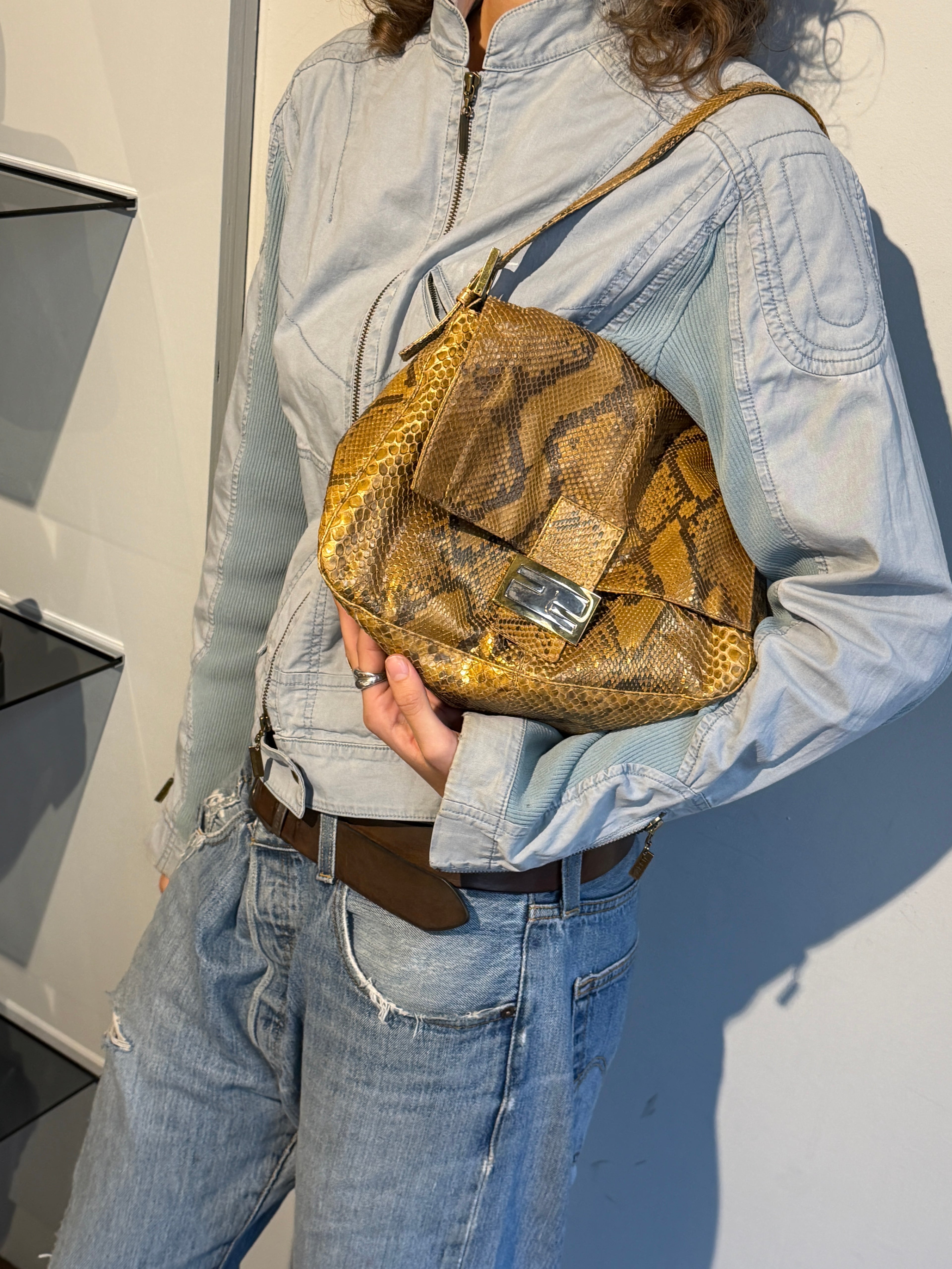 Fendi Mamma Baguette Python