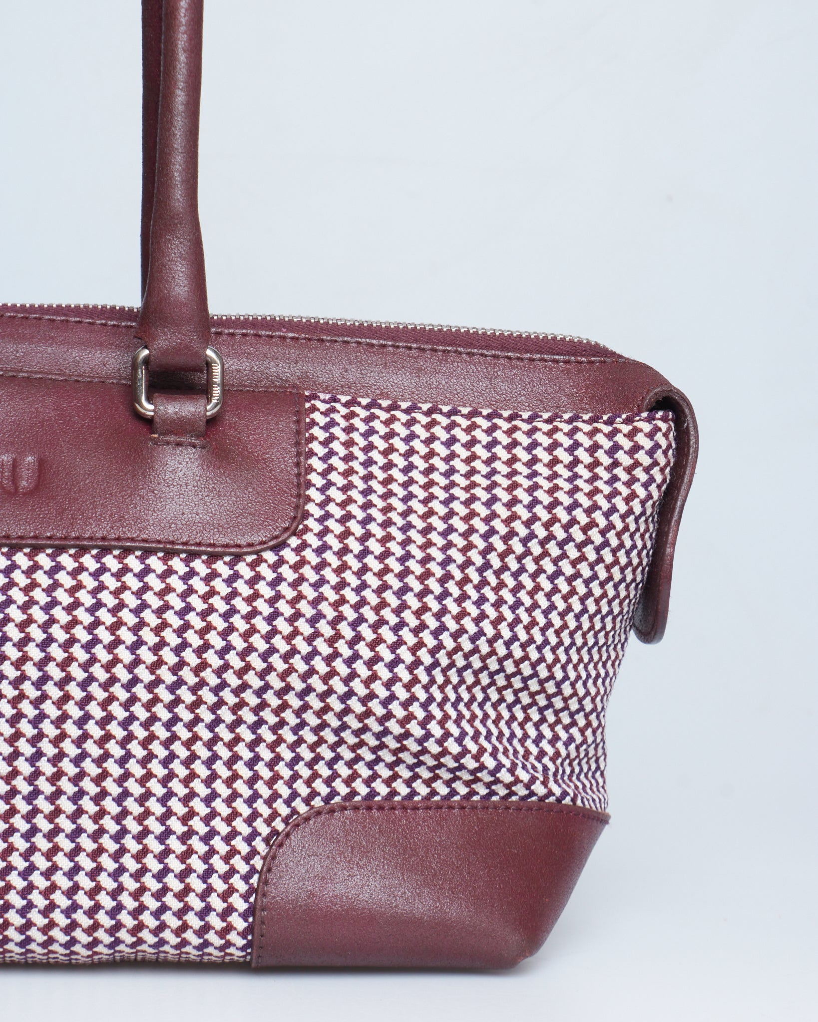 Miu Miu Houndstooth Canvas Tote