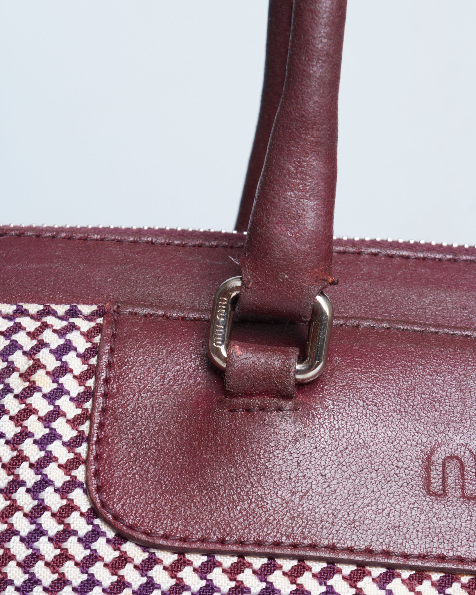 Miu Miu Houndstooth Canvas Tote