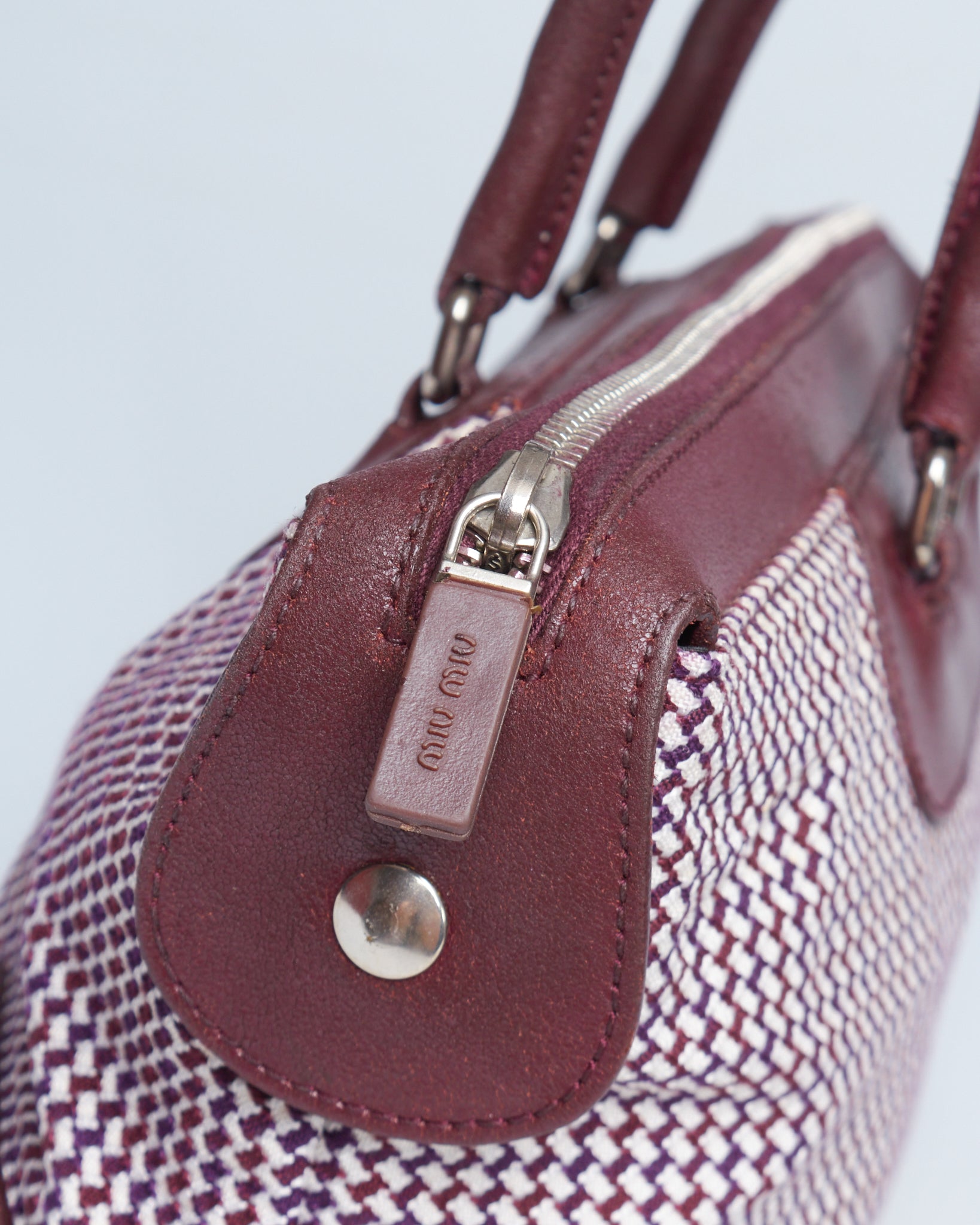 Miu Miu Houndstooth Canvas Tote