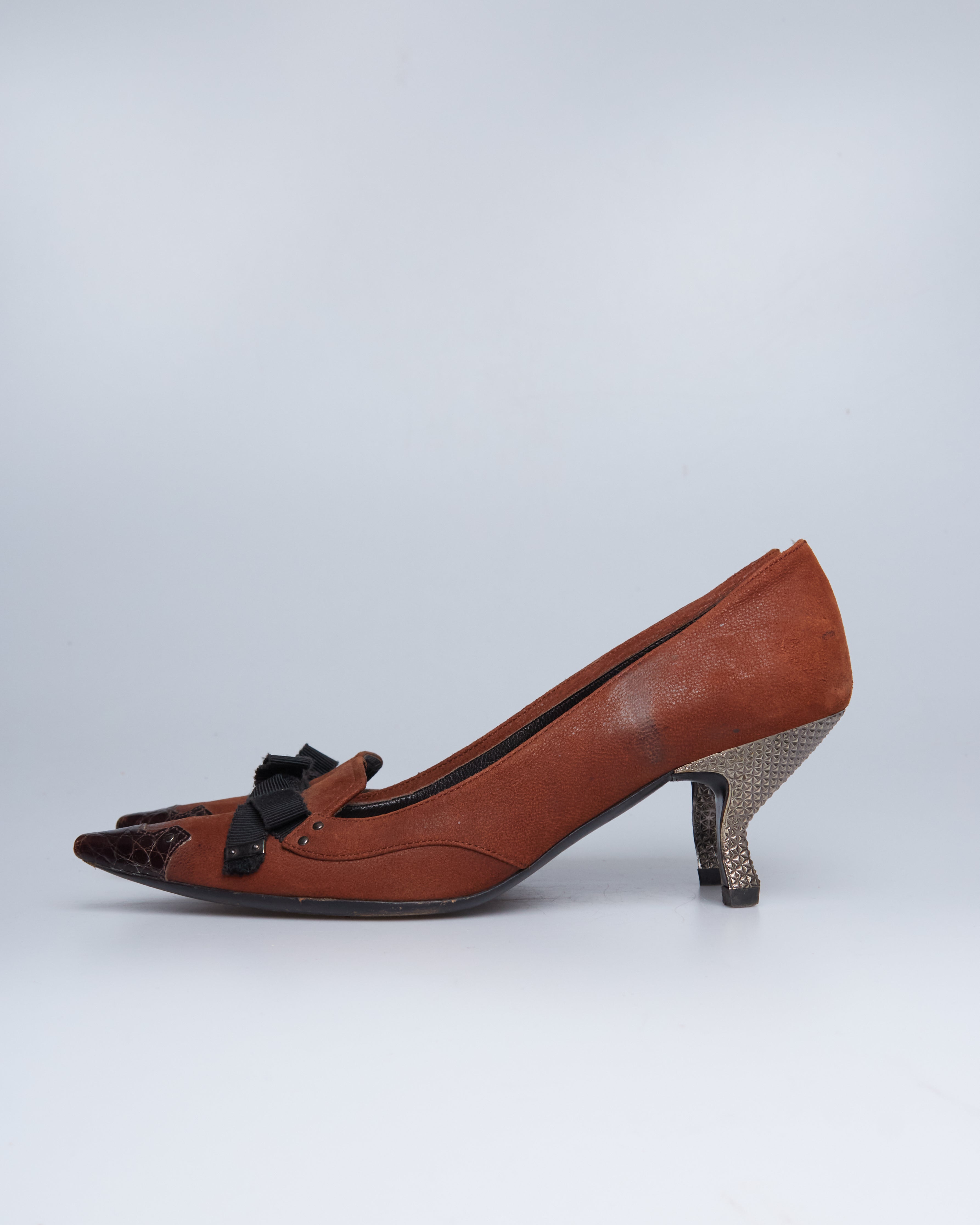 Prada embossed leather heels