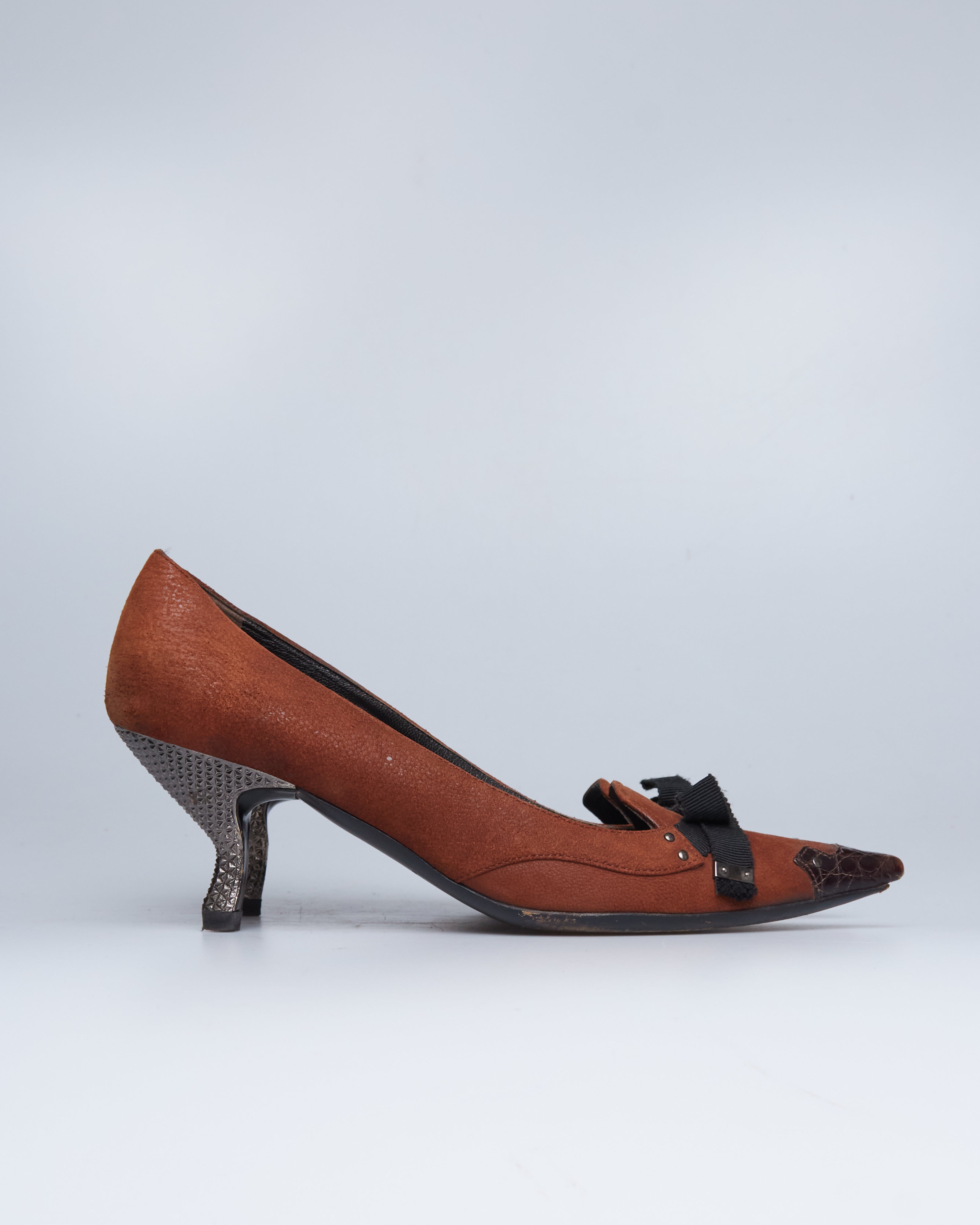 Prada embossed leather heels