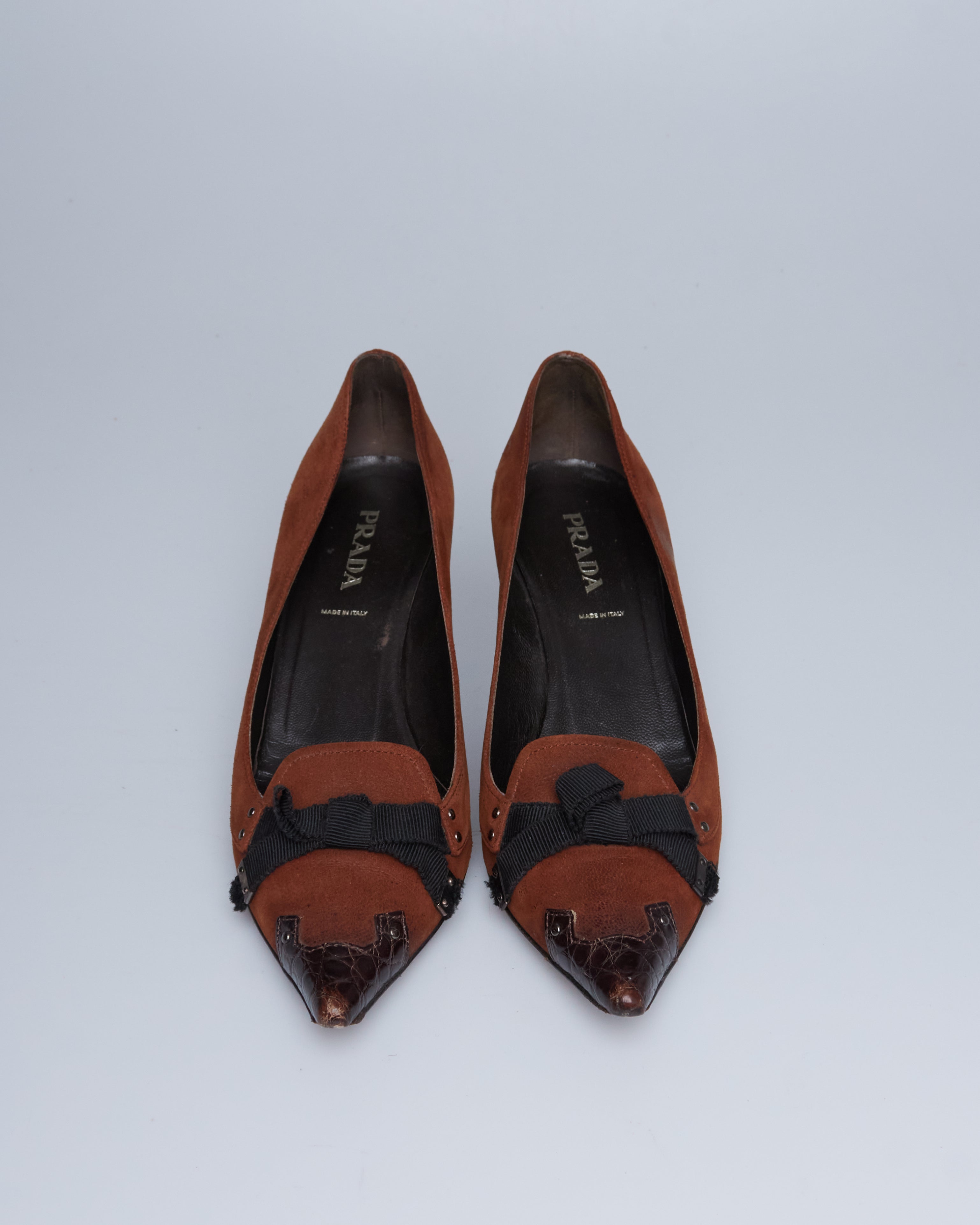 Prada embossed leather heels