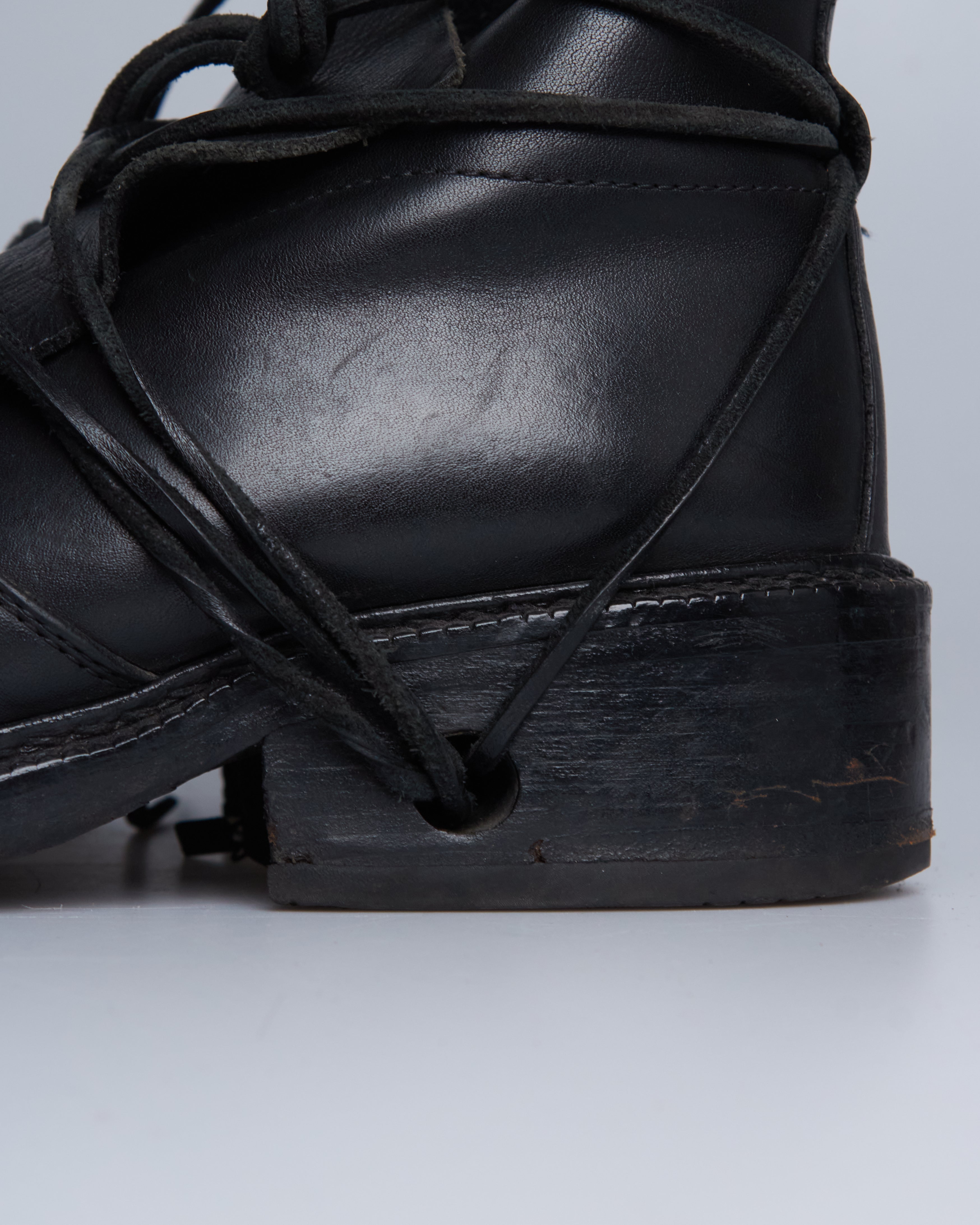 Dirk Bikkembergs leather lace-through heel boots