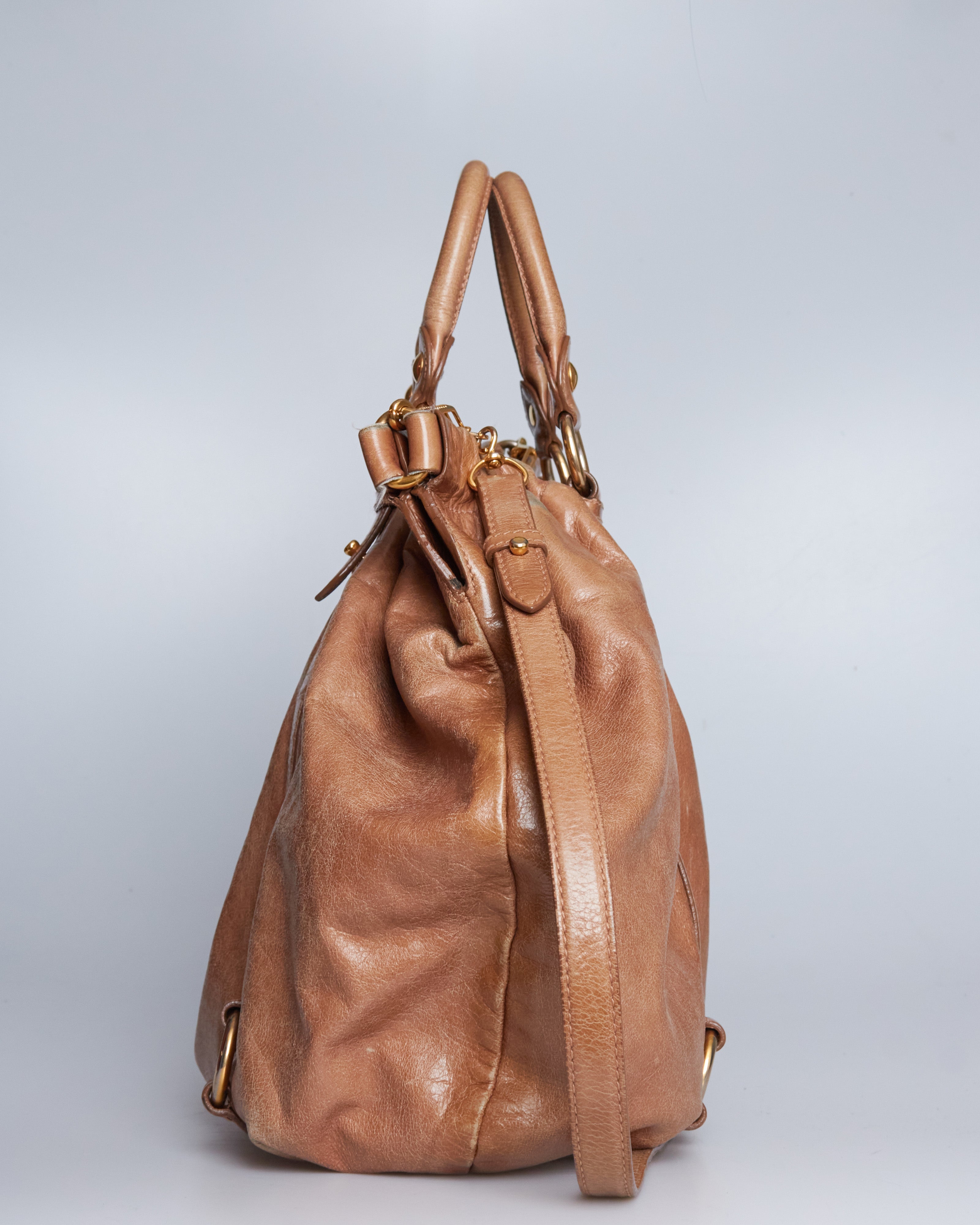 Miu Miu Vitello Lux Bow Large Bag