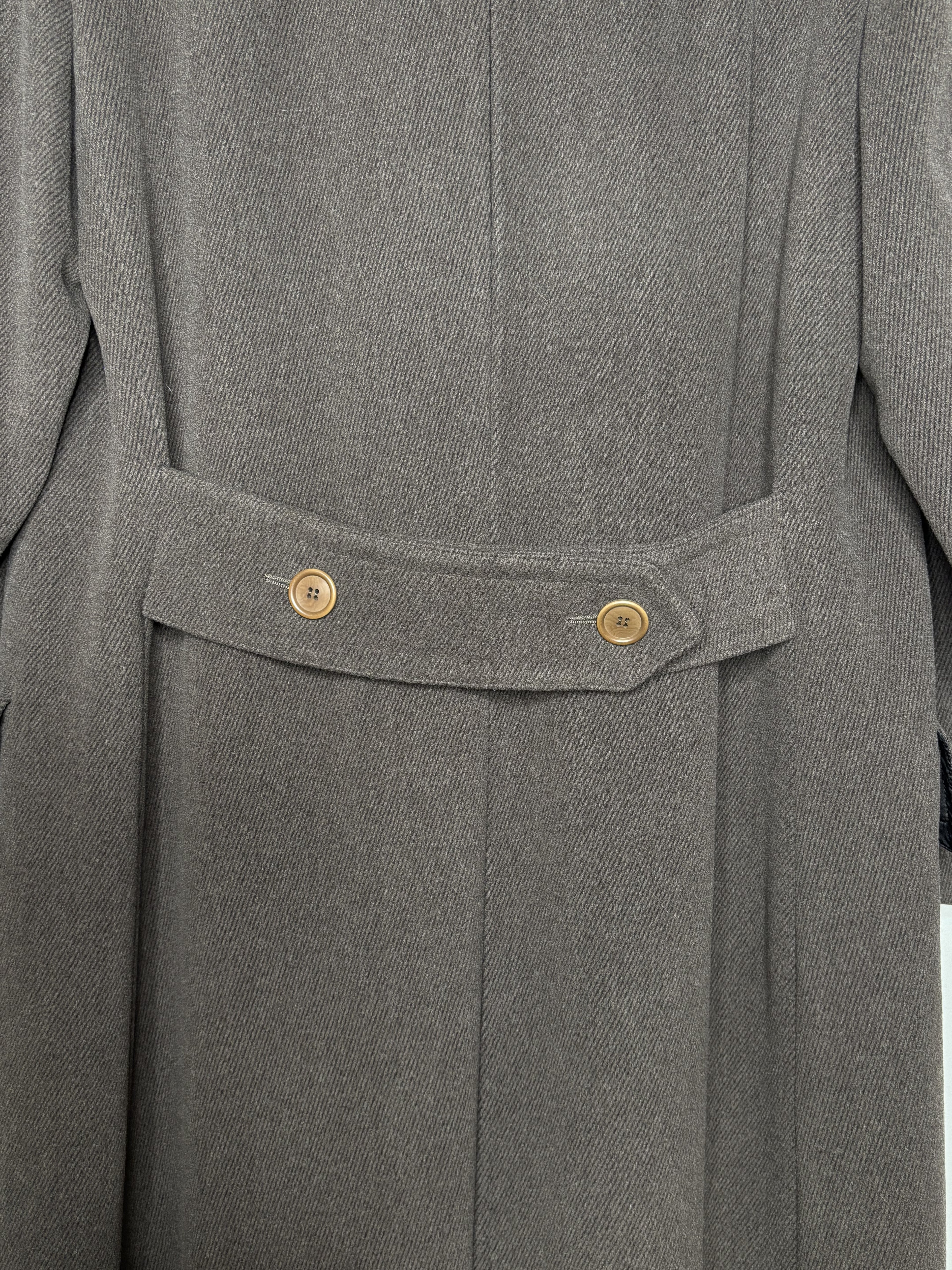Giorgio Armani 80s Army Inspired Double Breasted Brown Wool Heavy Overcoat