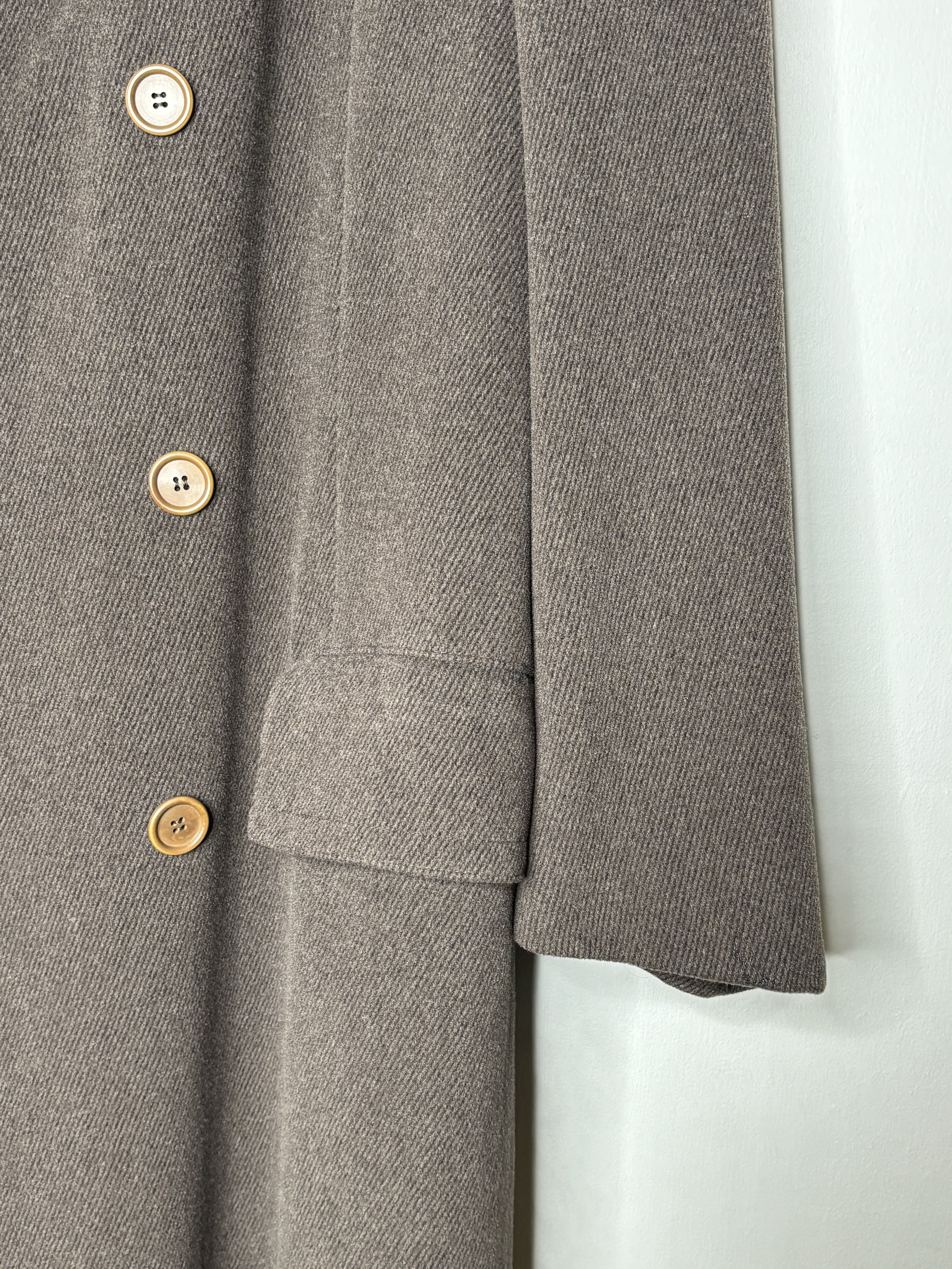 Giorgio Armani 80s Army Inspired Double Breasted Brown Wool Heavy Overcoat