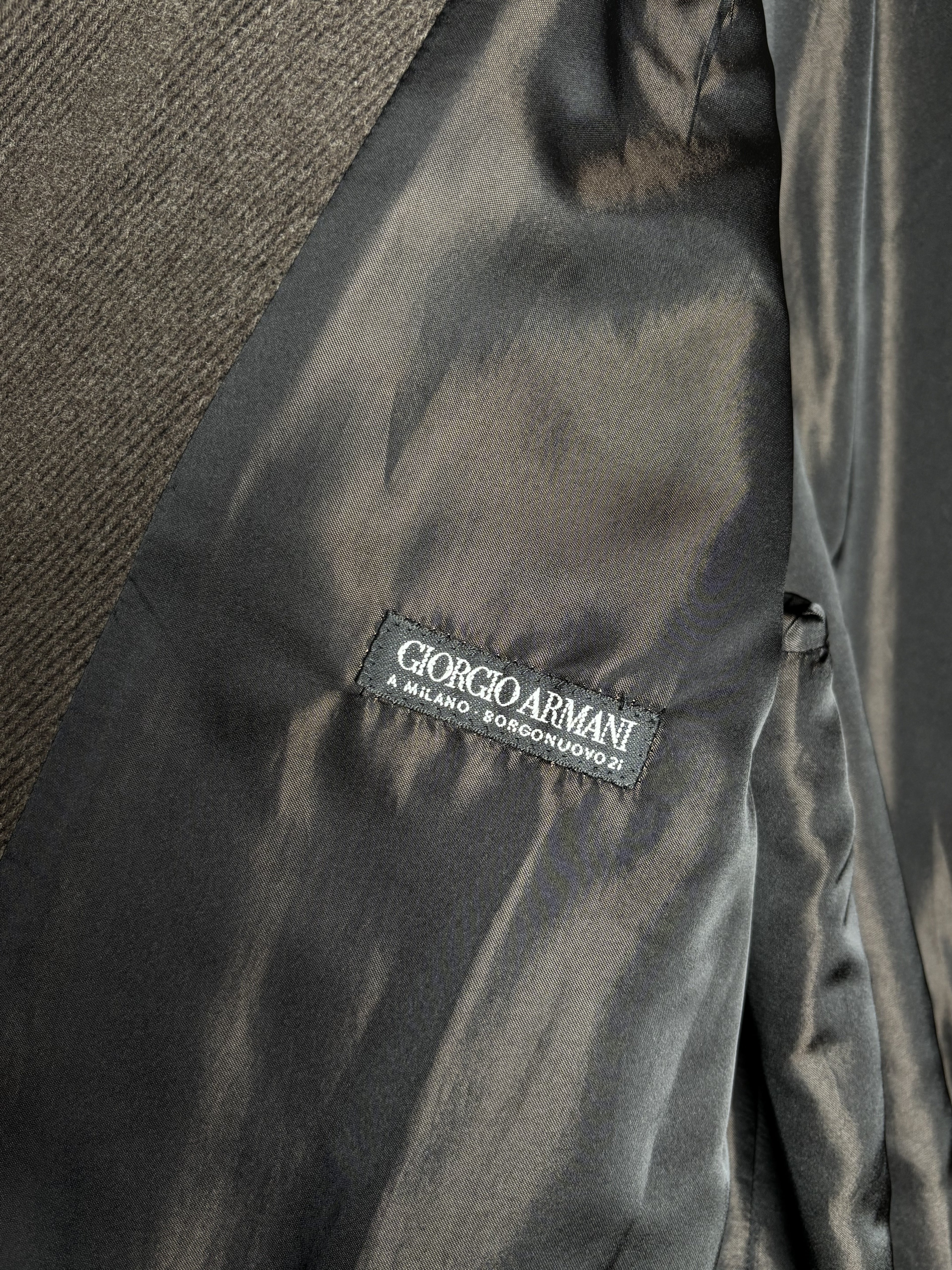 Giorgio Armani 80s Army Inspired Double Breasted Brown Wool Heavy Overcoat
