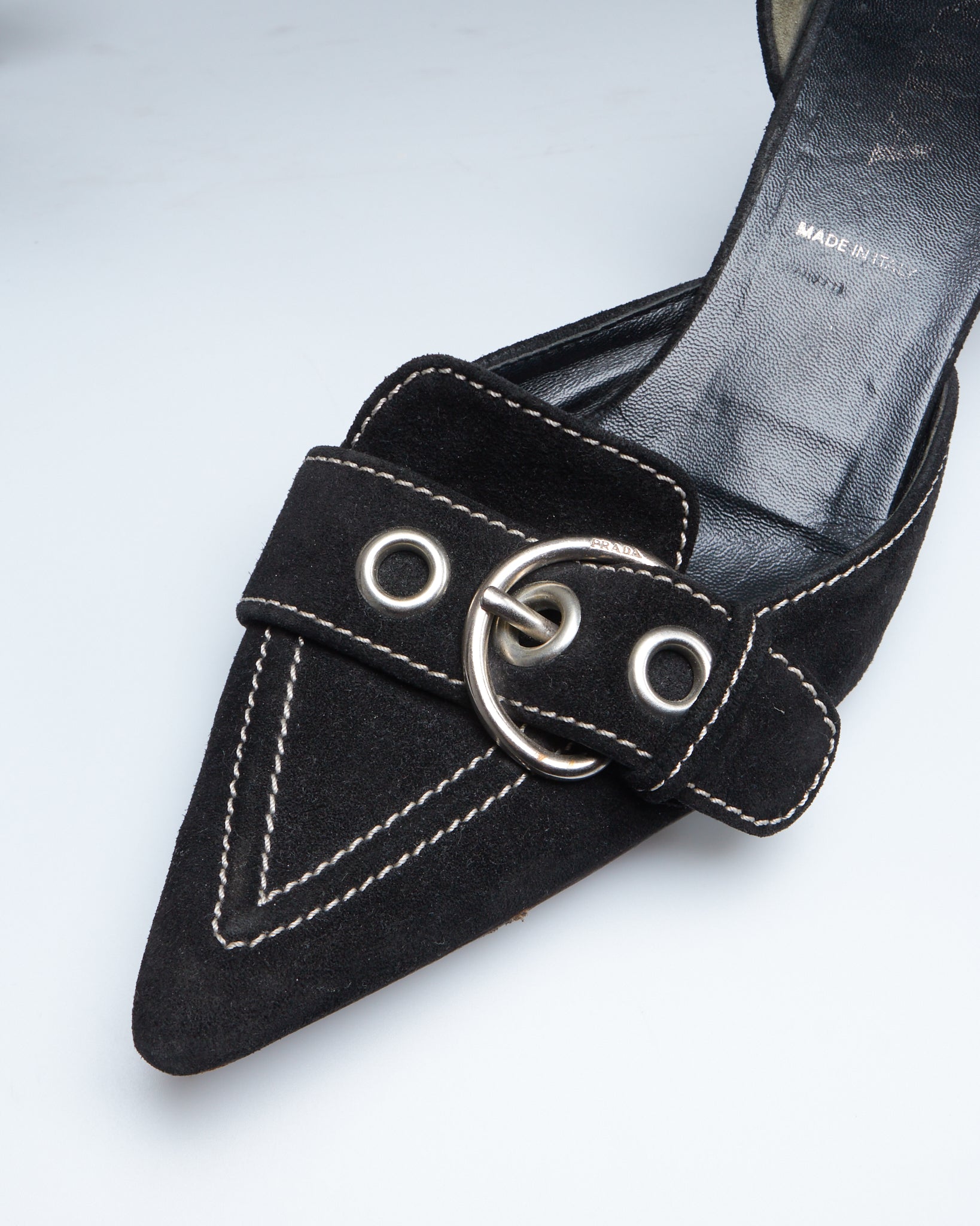 Prada mary-jane suede kitten-heels