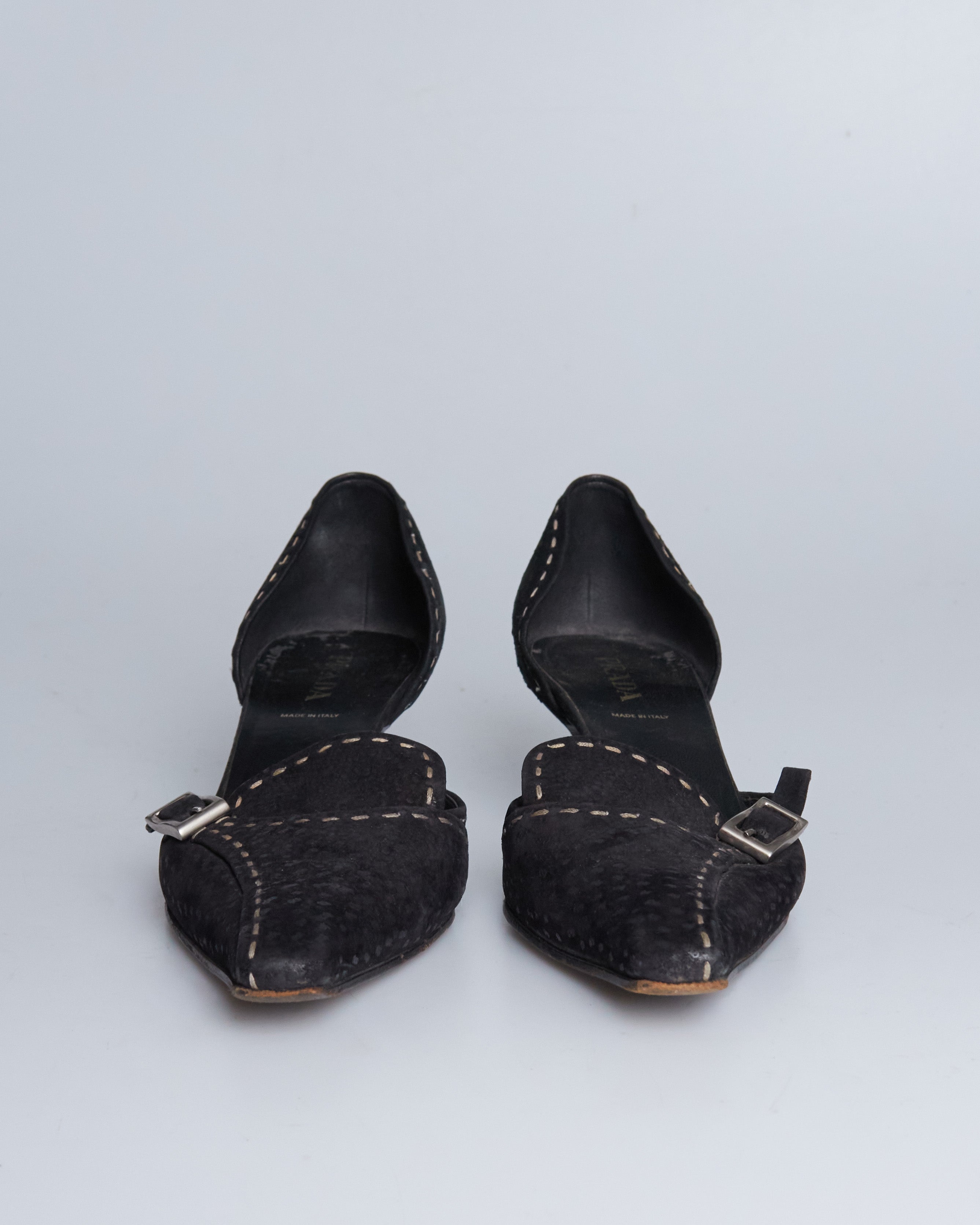 Prada suede d'orsay kitten heels