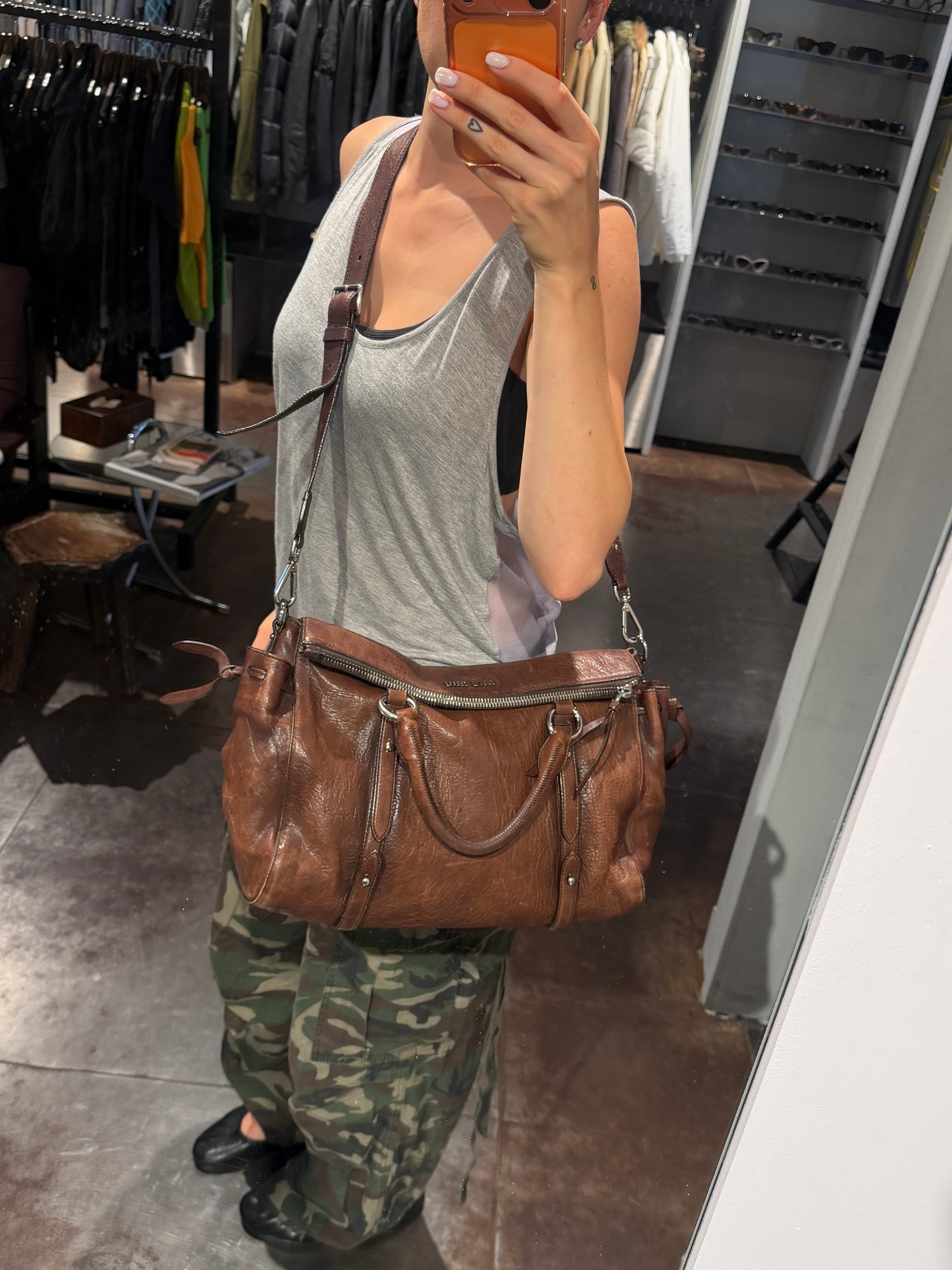 Miu Miu Vitello Lux Bow Weekender