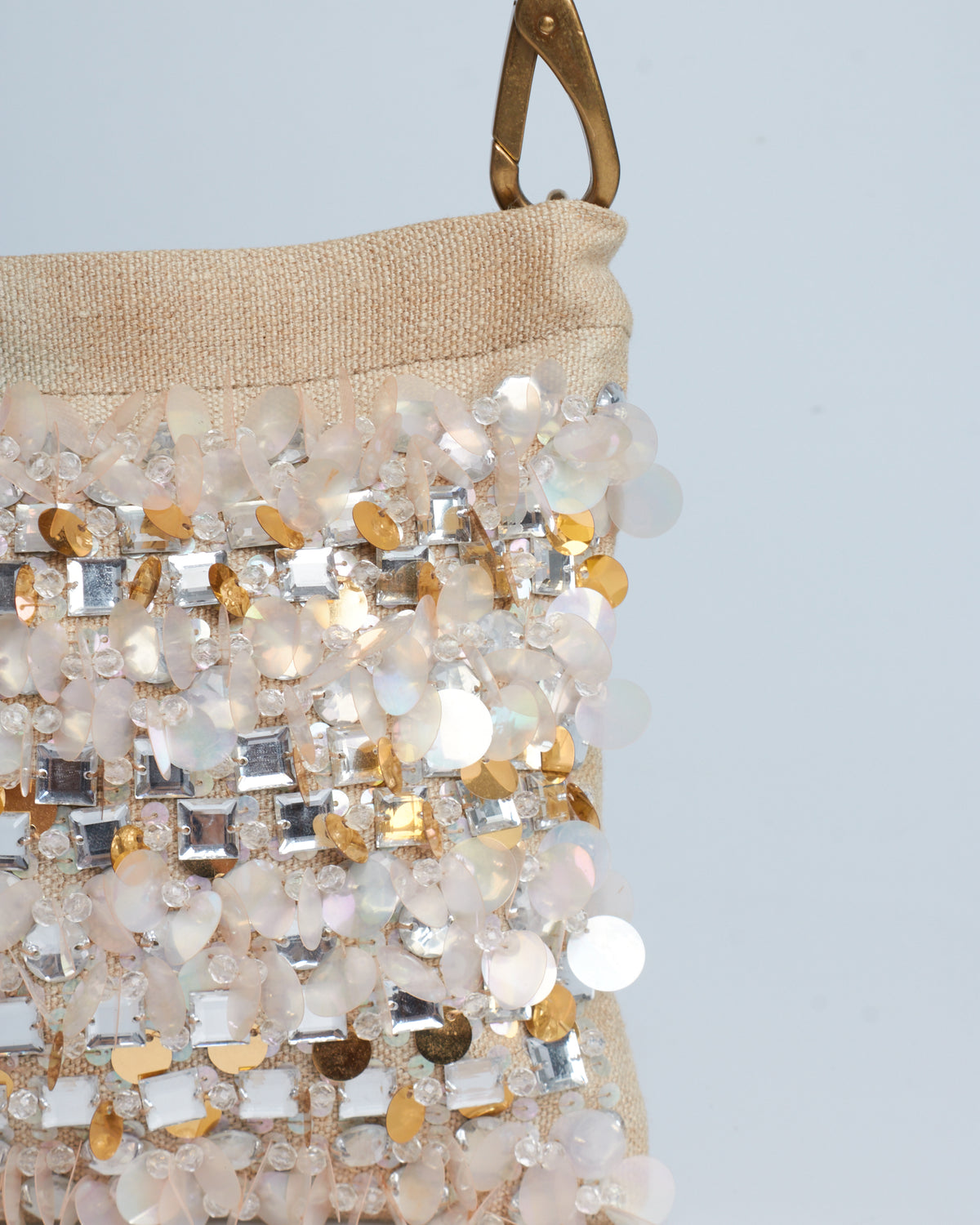Miu Miu Sequin-Beaded Bamboo Handle Bag