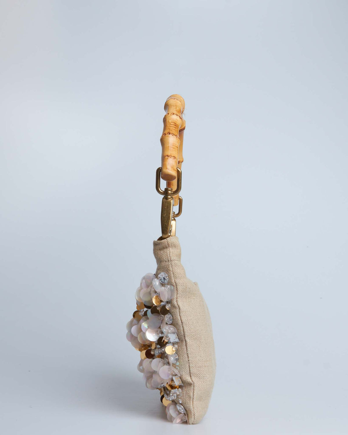 Miu Miu Sequin-Beaded Bamboo Handle Bag