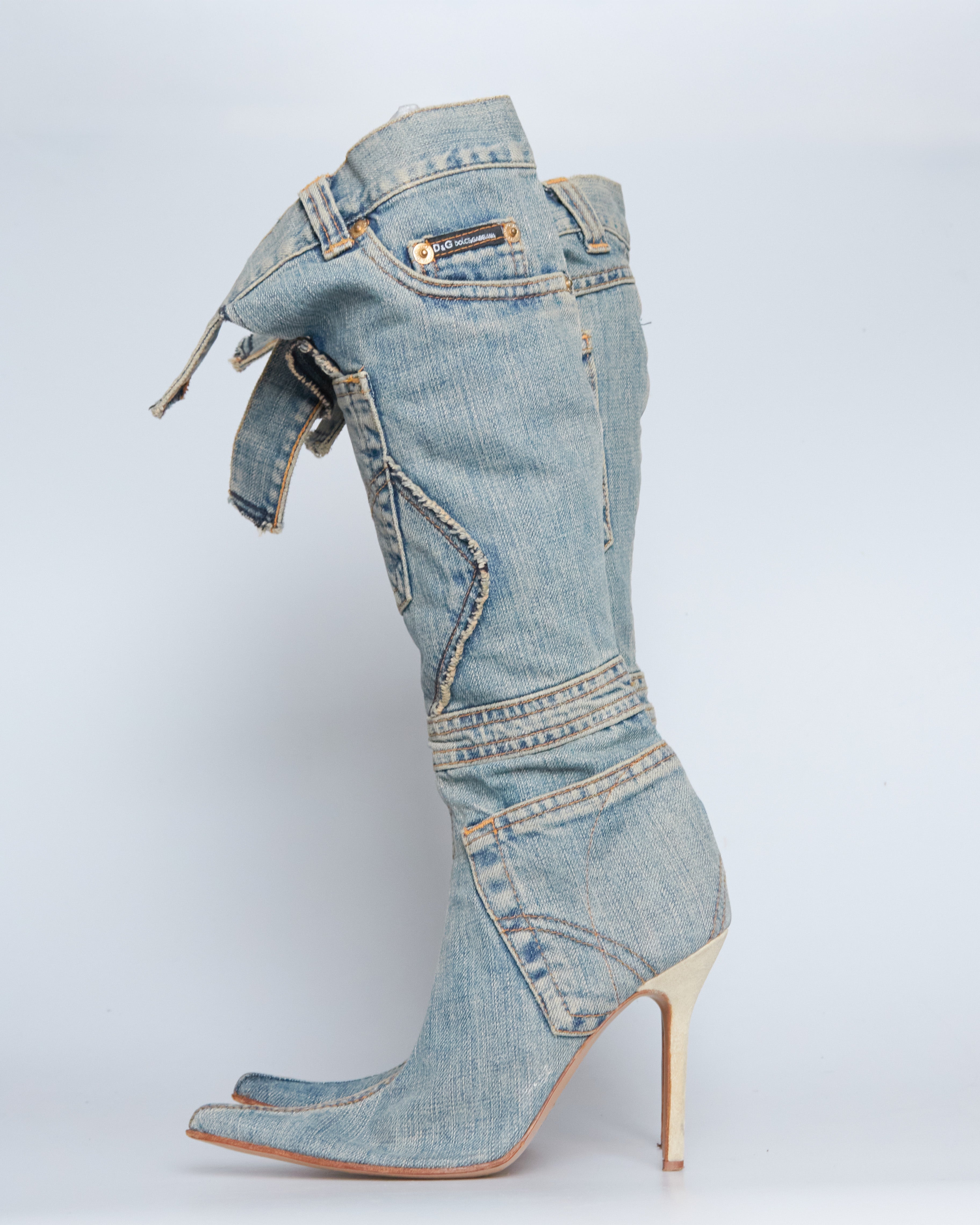 Dolce & Gabbana patch-work denim boots
