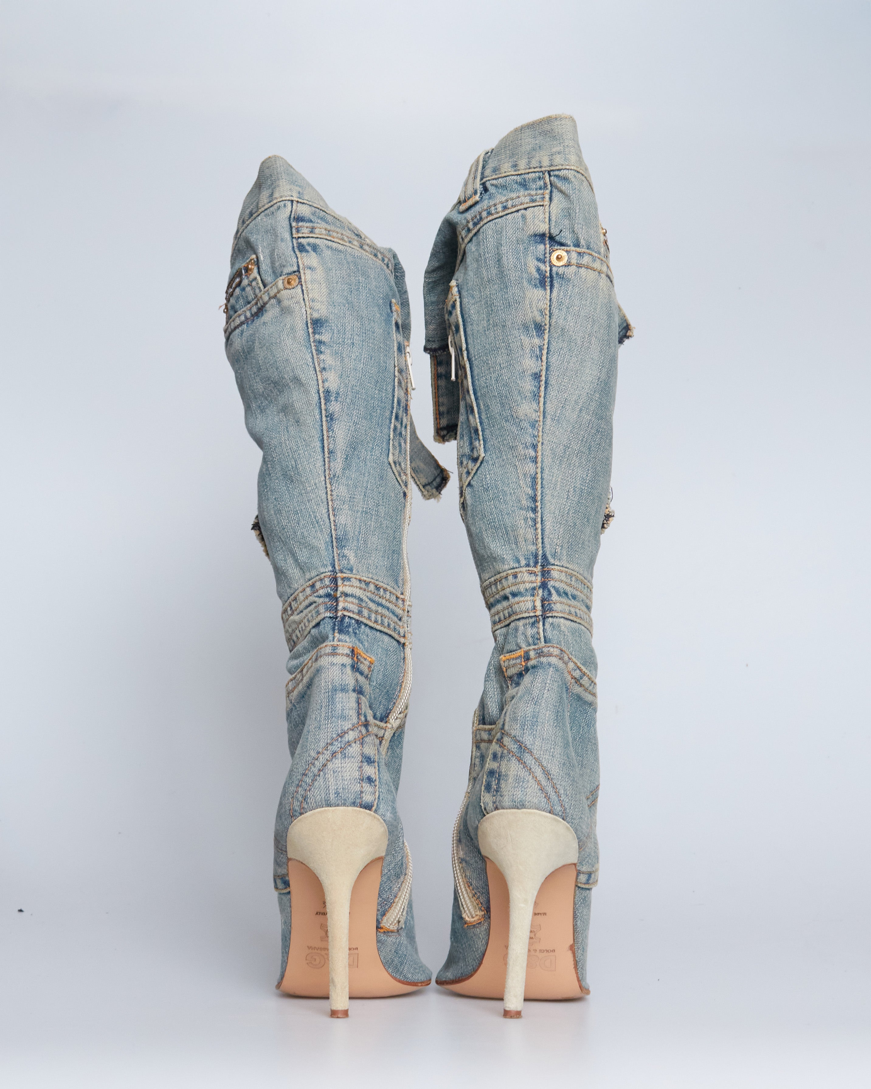 Dolce & Gabbana patch-work denim boots