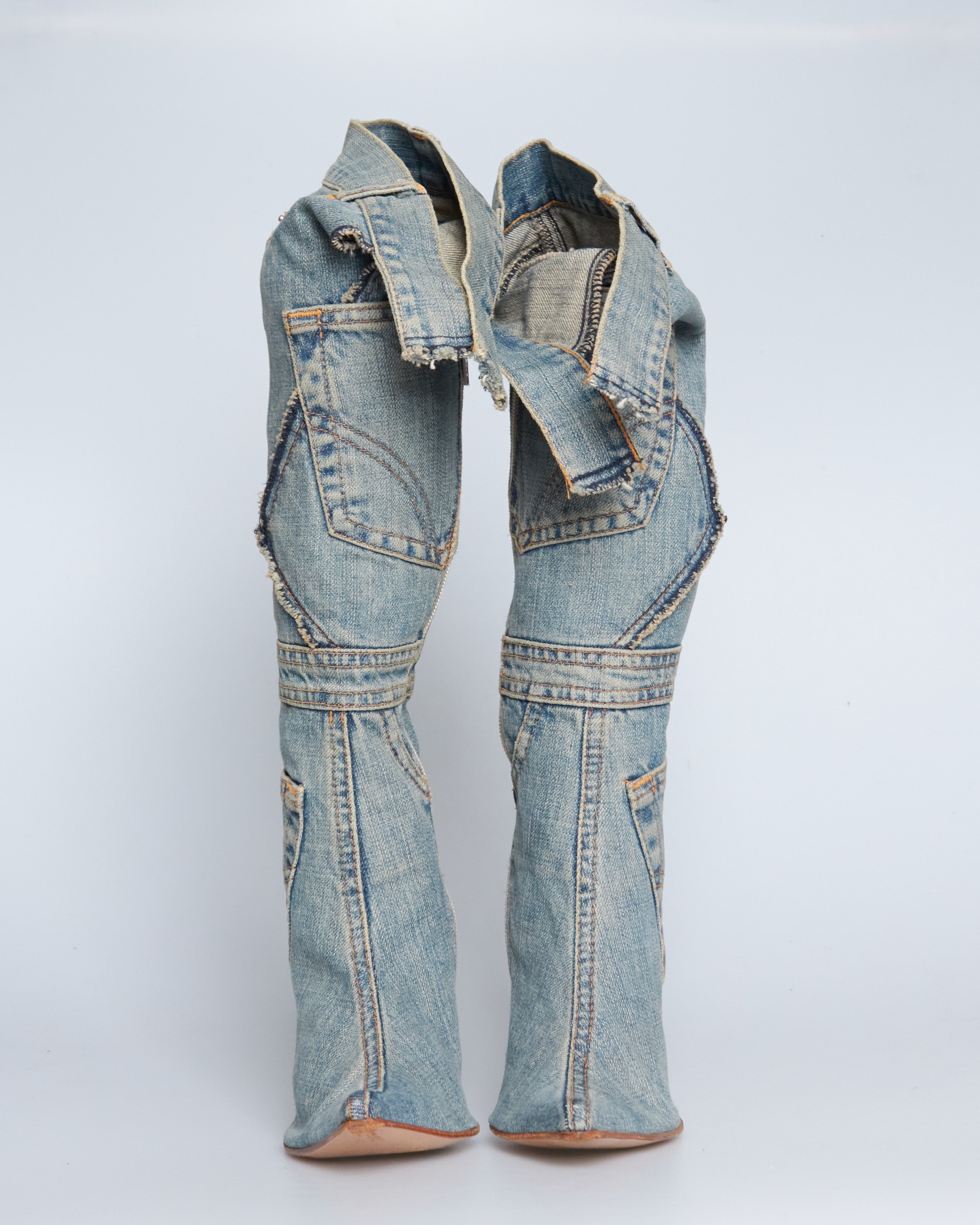 Dolce & Gabbana patch-work denim boots