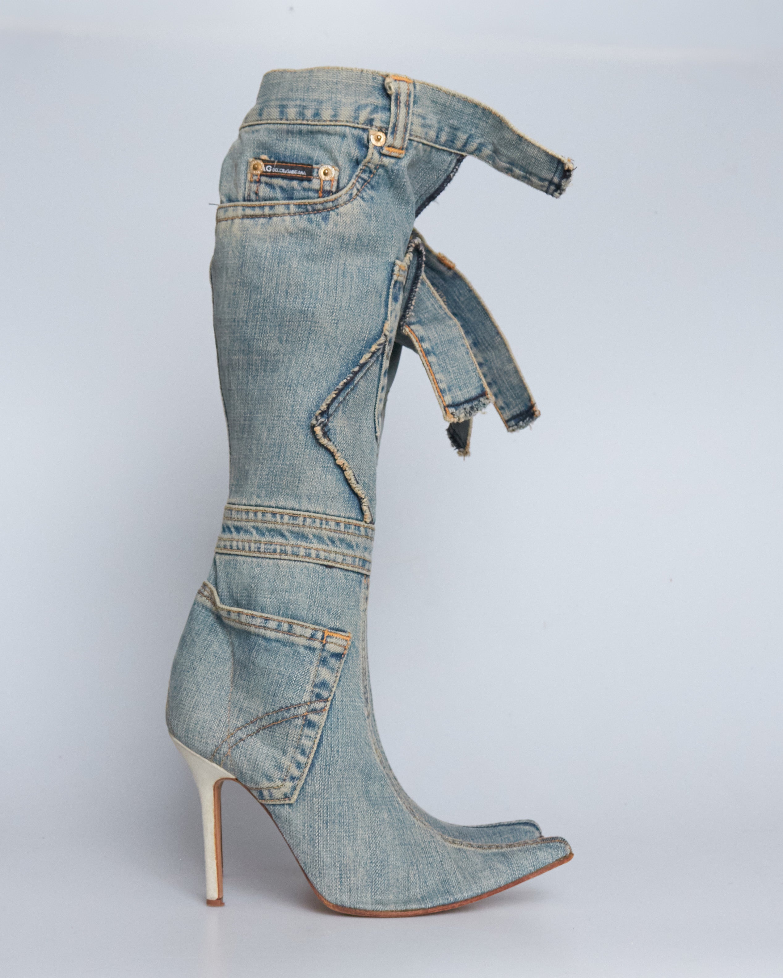 Dolce & Gabbana patch-work denim boots