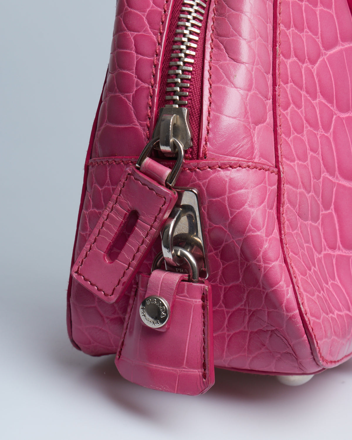 Prada St. Crocco Lucido Bauletto Bag