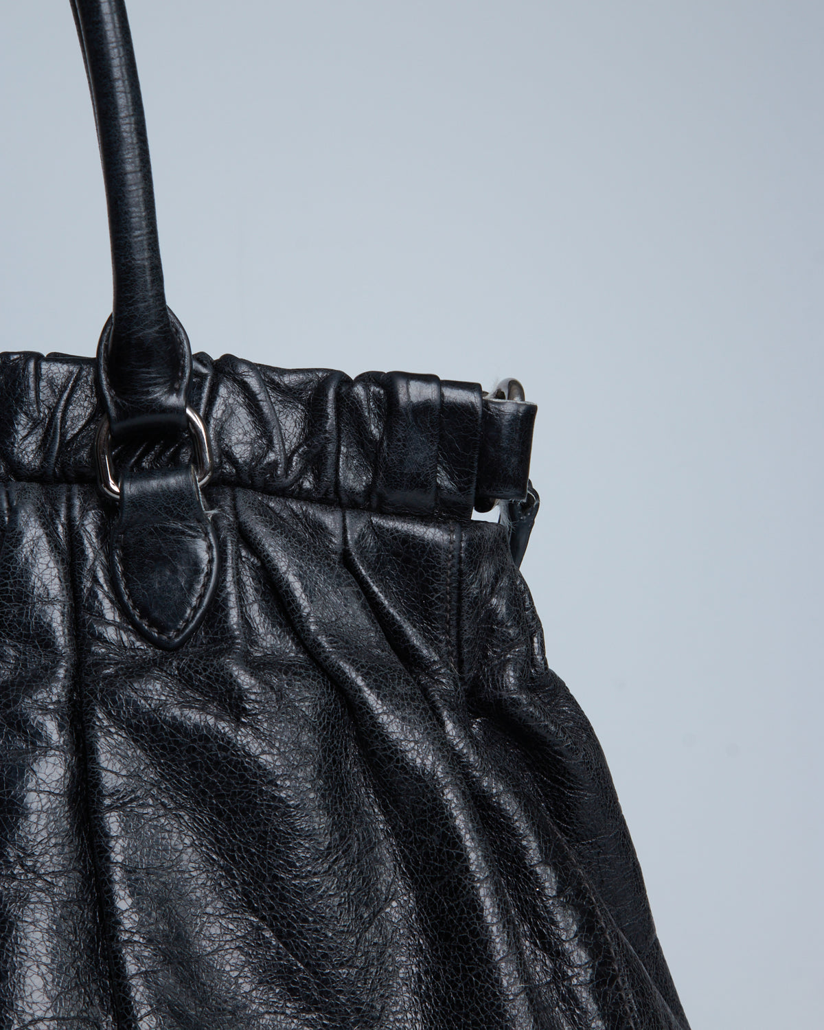 Miu Miu Vitello Lux Gathered Tote