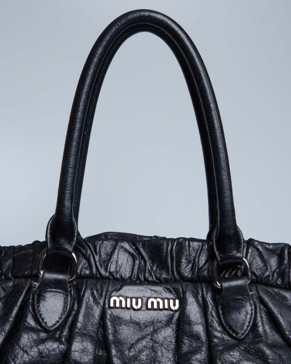 Miu Miu Vitello Lux Gathered Tote