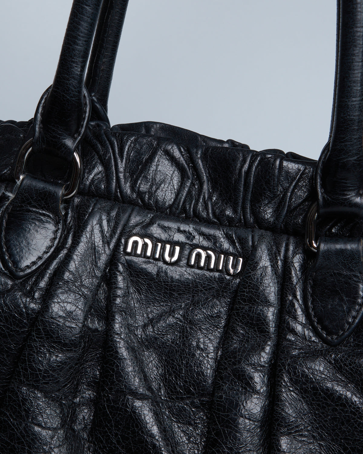 Miu Miu Vitello Lux Gathered Tote