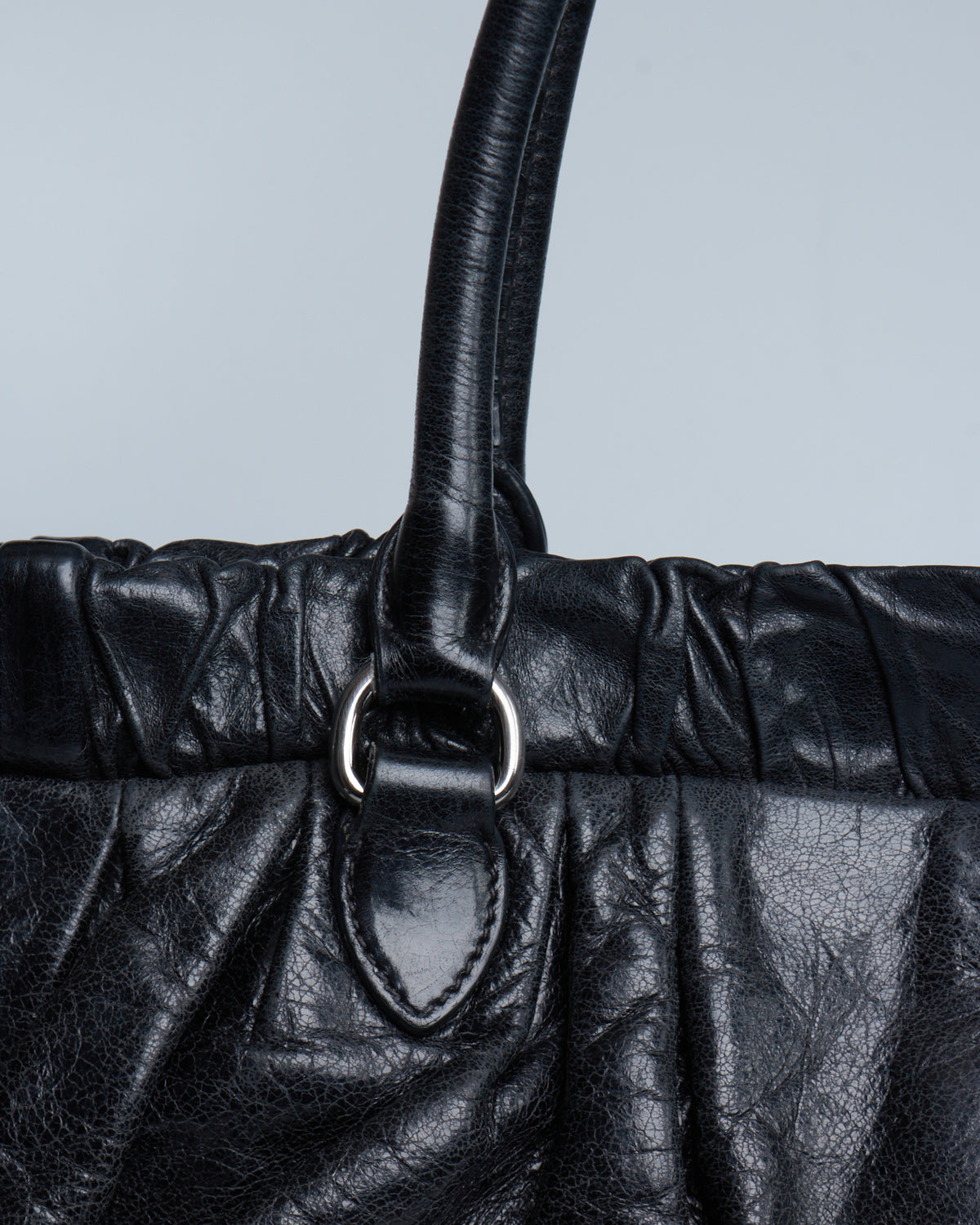 Miu Miu Vitello Lux Gathered Tote