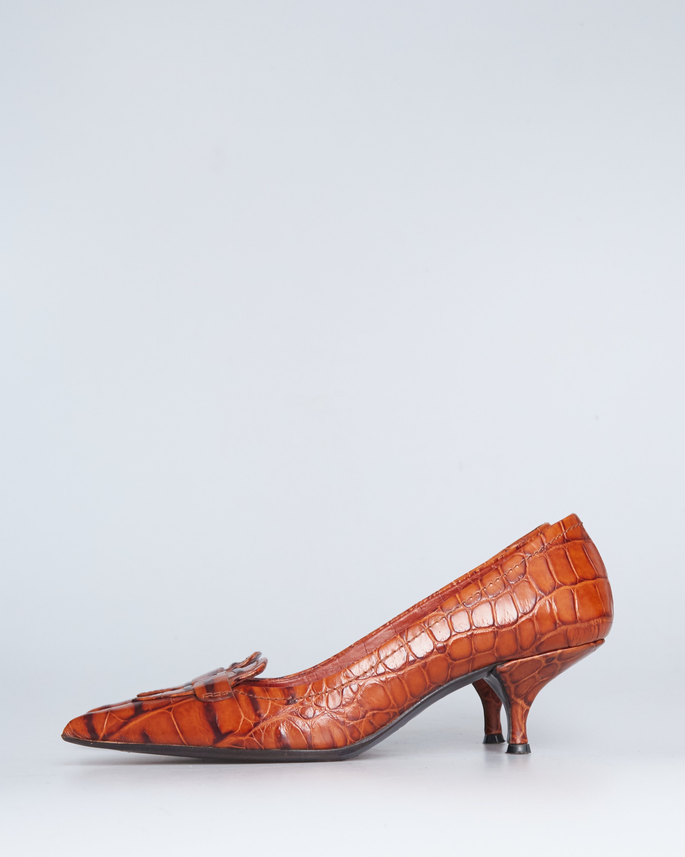 Miu Miu crocodile leather kitten heels