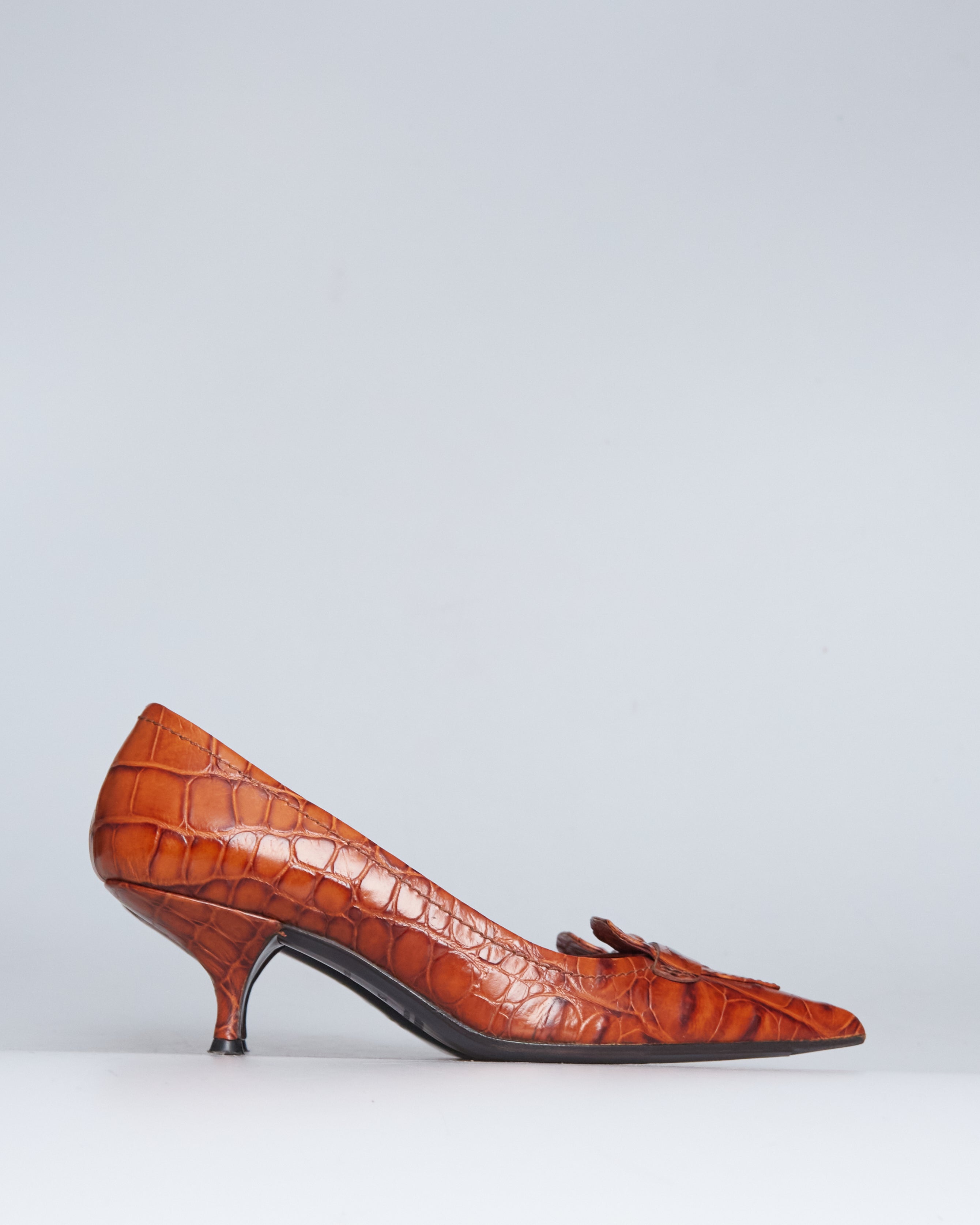 Miu Miu crocodile leather kitten heels