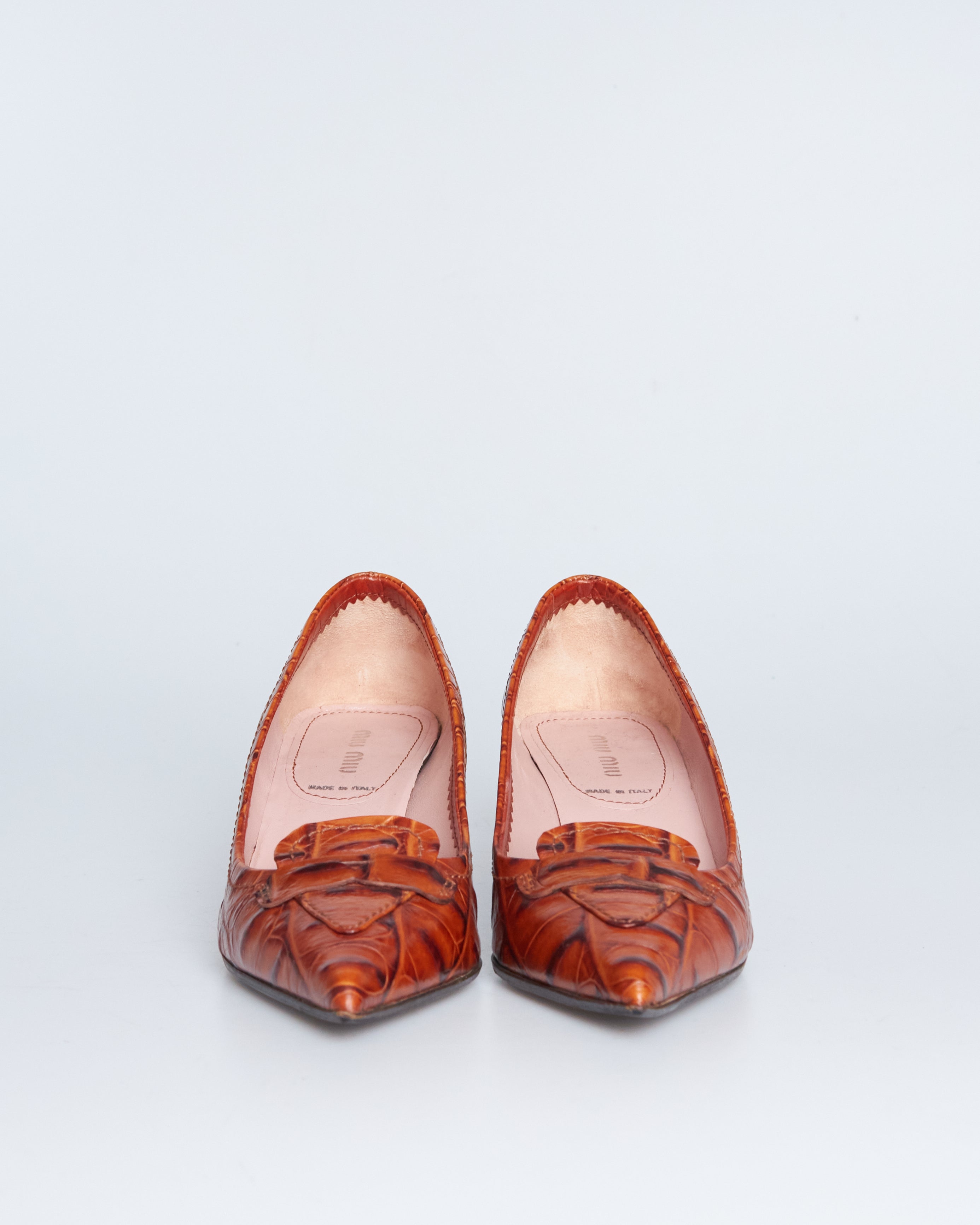 Miu Miu crocodile leather kitten heels