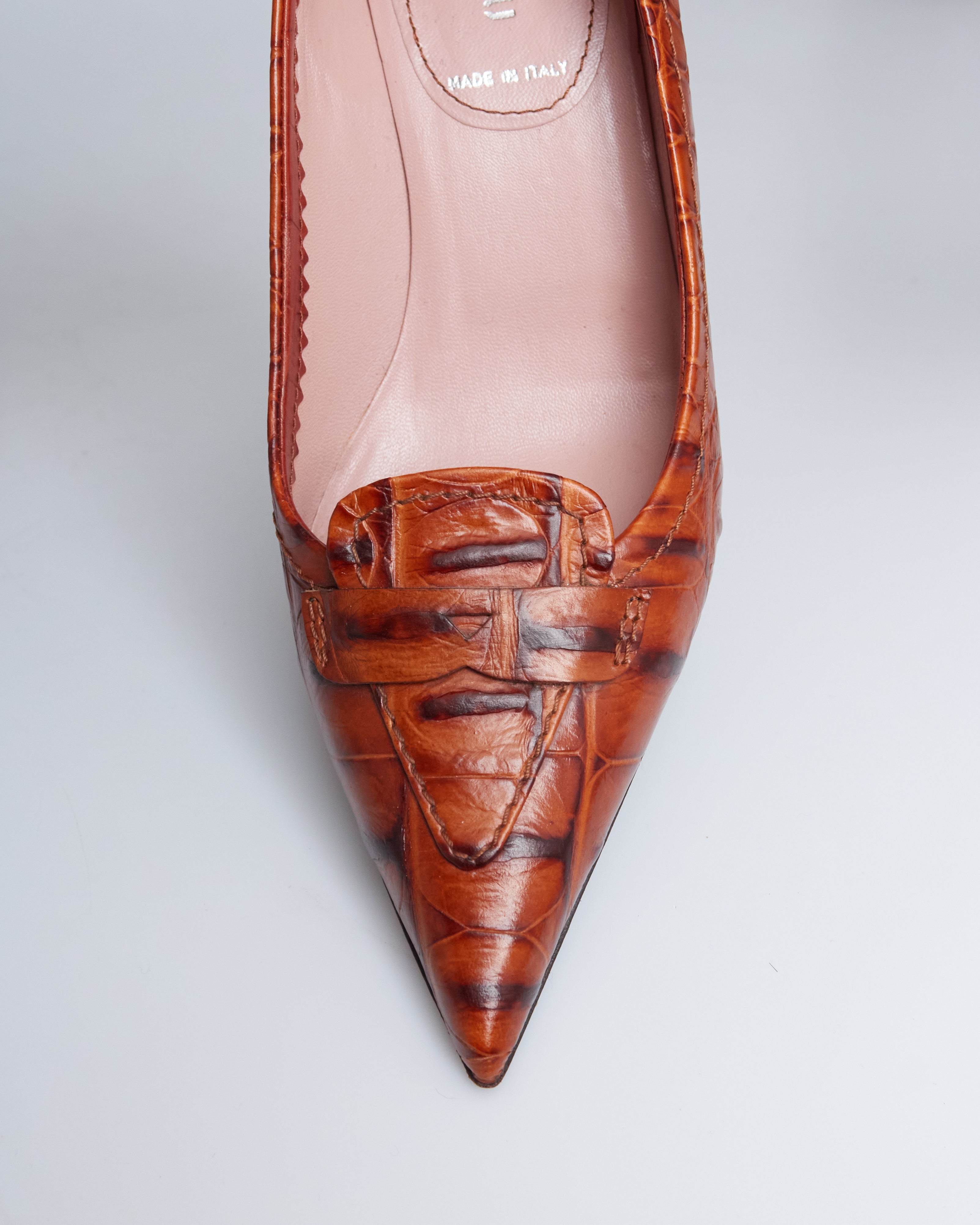 Miu Miu crocodile leather kitten heels