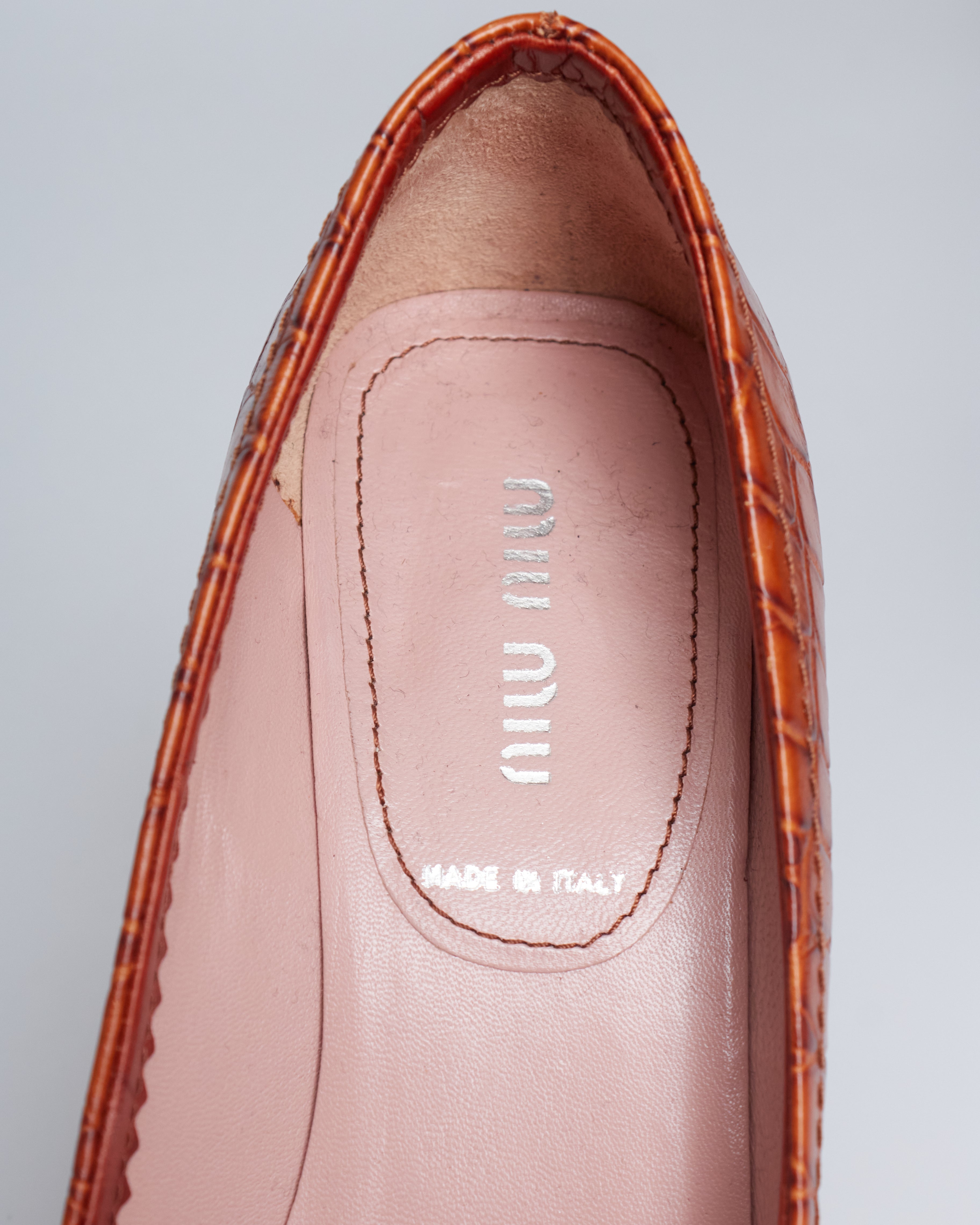 Miu Miu crocodile leather kitten heels