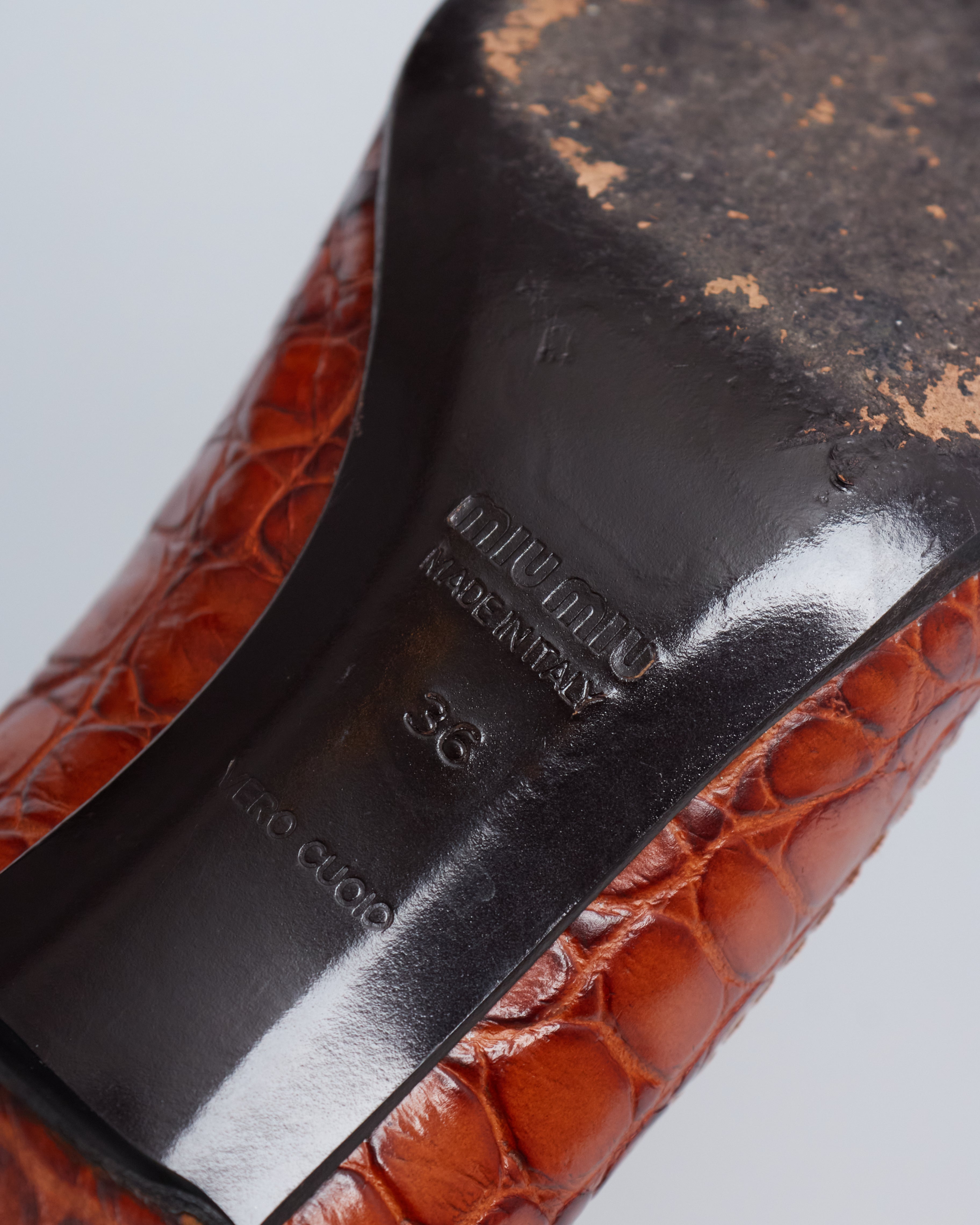 Miu Miu crocodile leather kitten heels